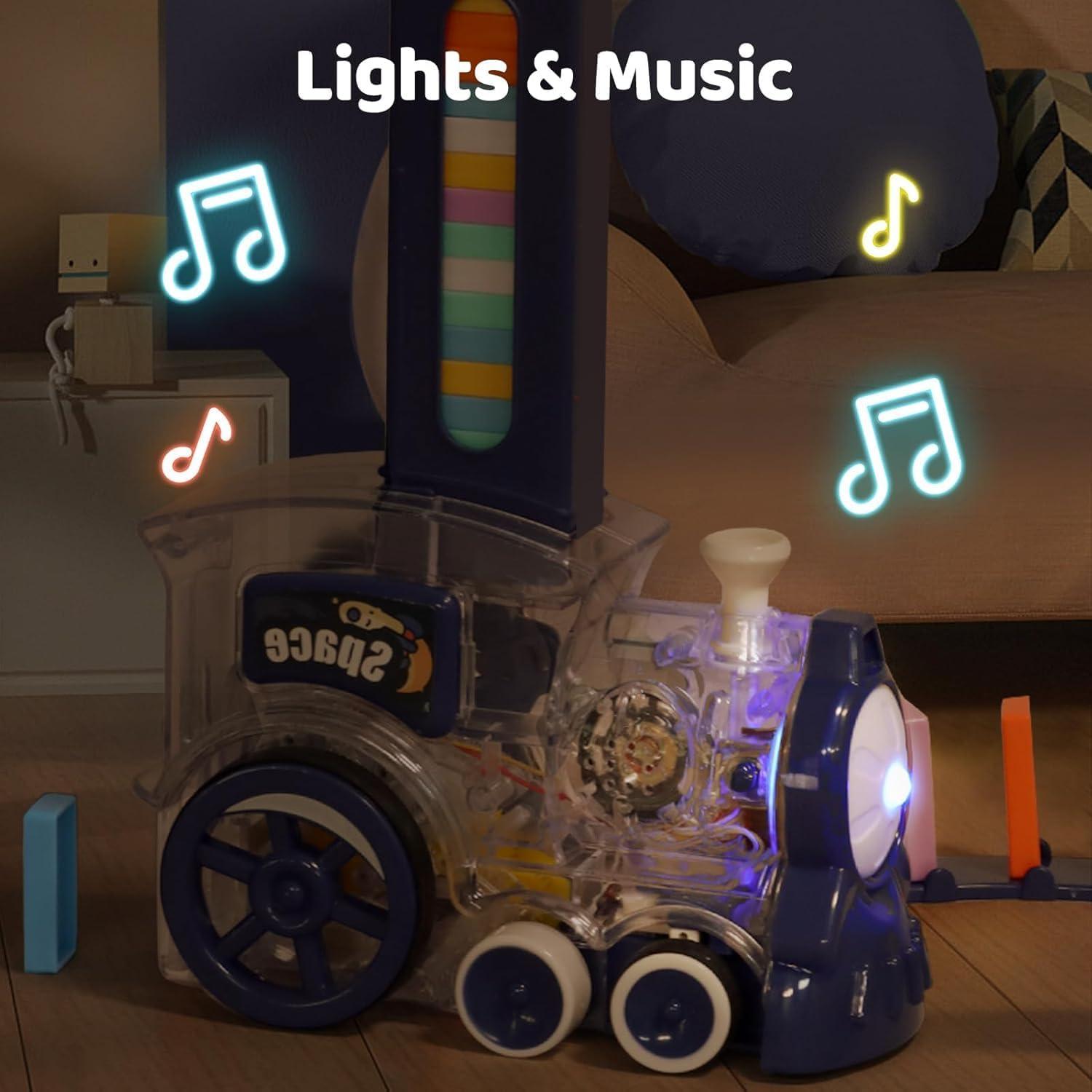 Juguete de tren de dominó B-Qtech 200 piezas para niños 3-8 años