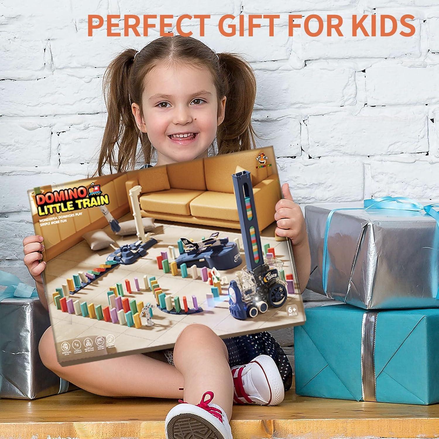 Juguete de tren de dominó B-Qtech 200 piezas para niños 3-8 años