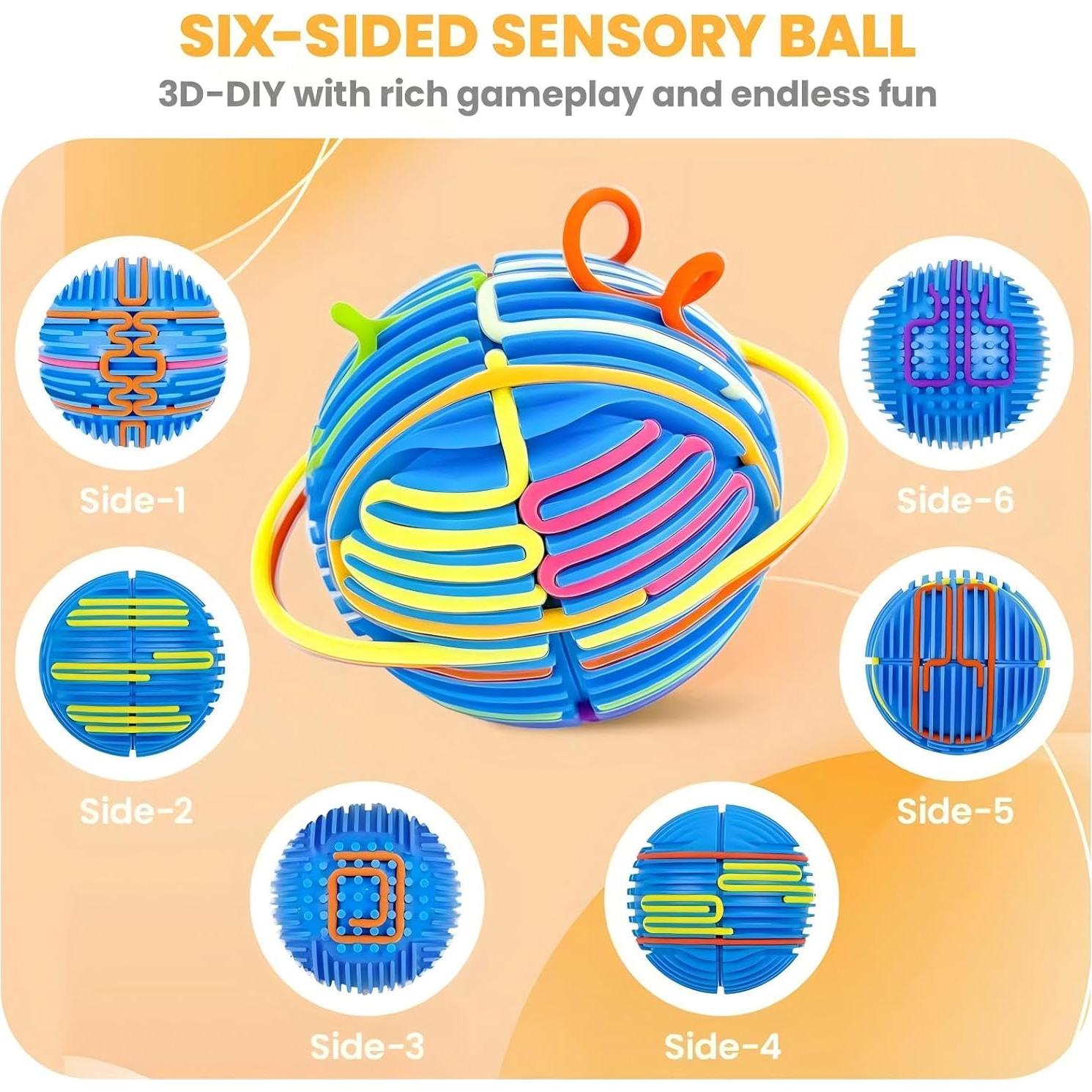 Bola Sensorial Antiestrés Azul 3D DIY para Niños y Adultos