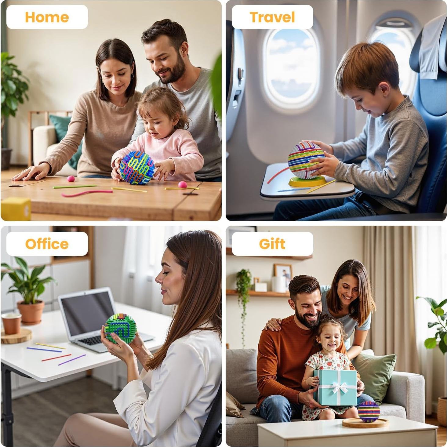 Bola Sensorial Antiestrés Azul 3D DIY para Niños y Adultos