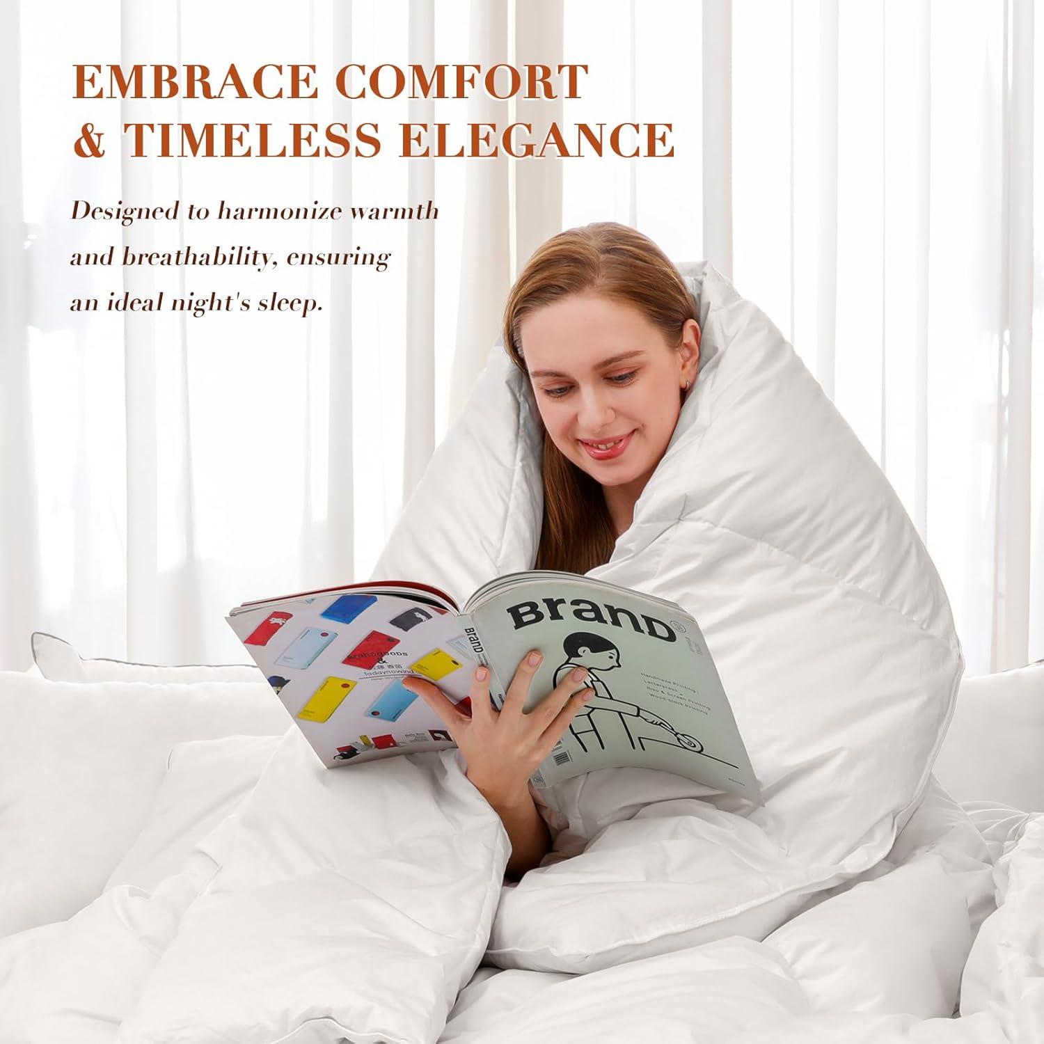 Edredón de Pluma de Ganso Wellos King 1000TC 100% Algodón