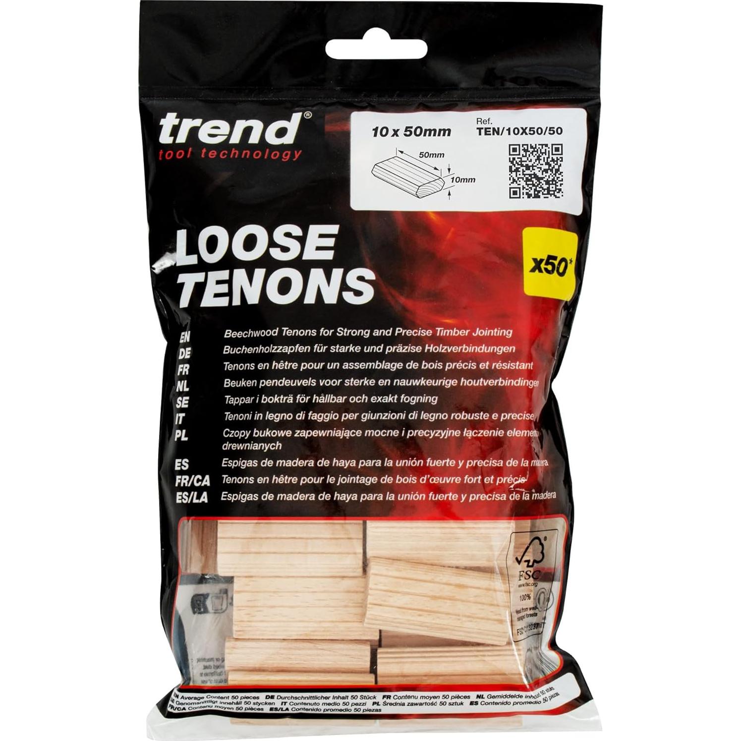 Fichas de Madera de Haya Trend 10 x 50mm 50 Piezas