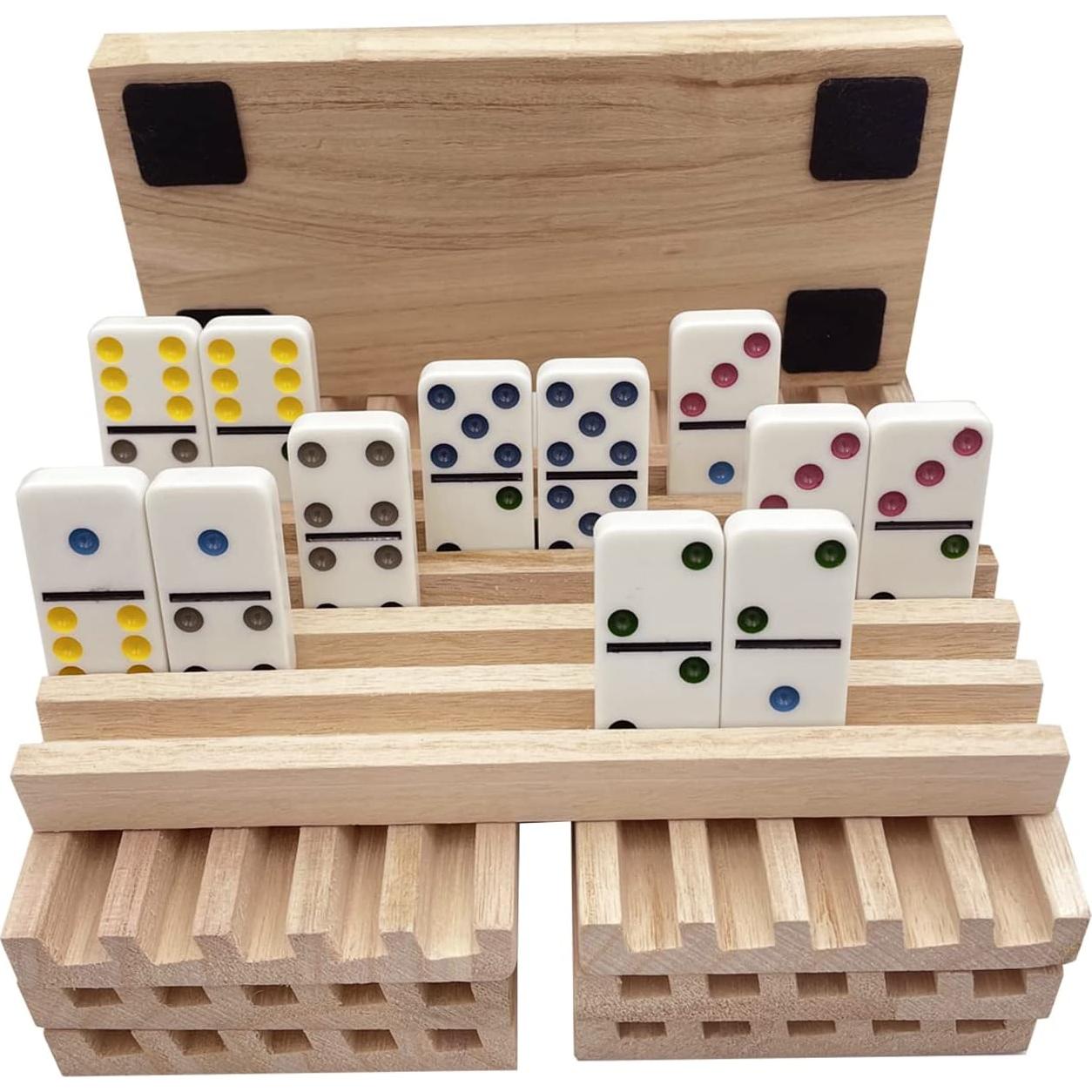 Set de 8 Bandejas de Dominó de Madera SUTIMSHE - Soportes para Fichas