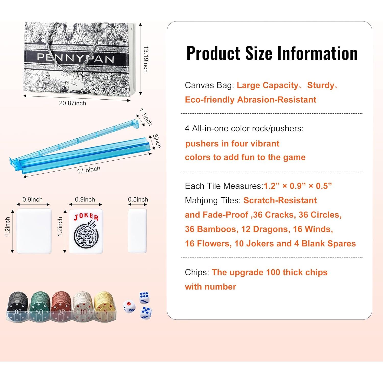 Juego de Fichas de Mahjong Americano PENNYPAN 166 Fichas