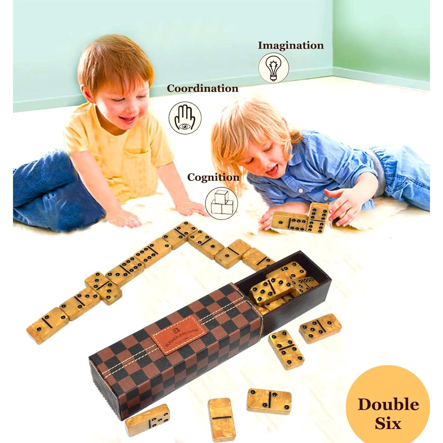 Juego de Dominó Doble 6 Vovotuzzi con 28 Fichas Doradas