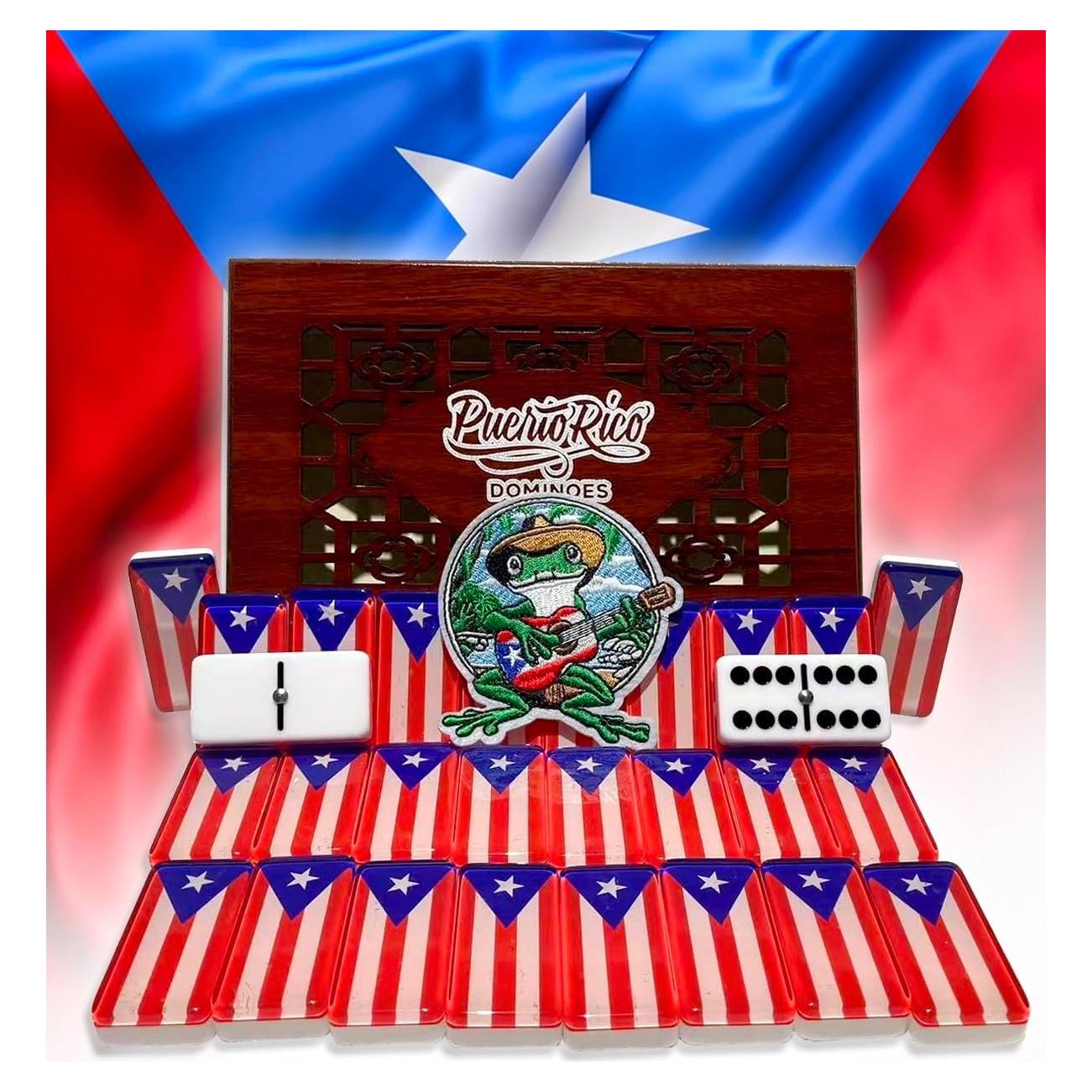 Juego de Dominó Doble Seis PRK 14 - Fichas Bandera Puerto Rico