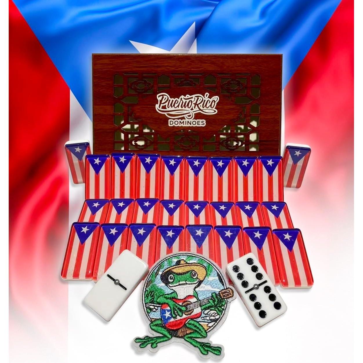 Juego de Dominó Doble Seis PRK 14 - Fichas Bandera Puerto Rico