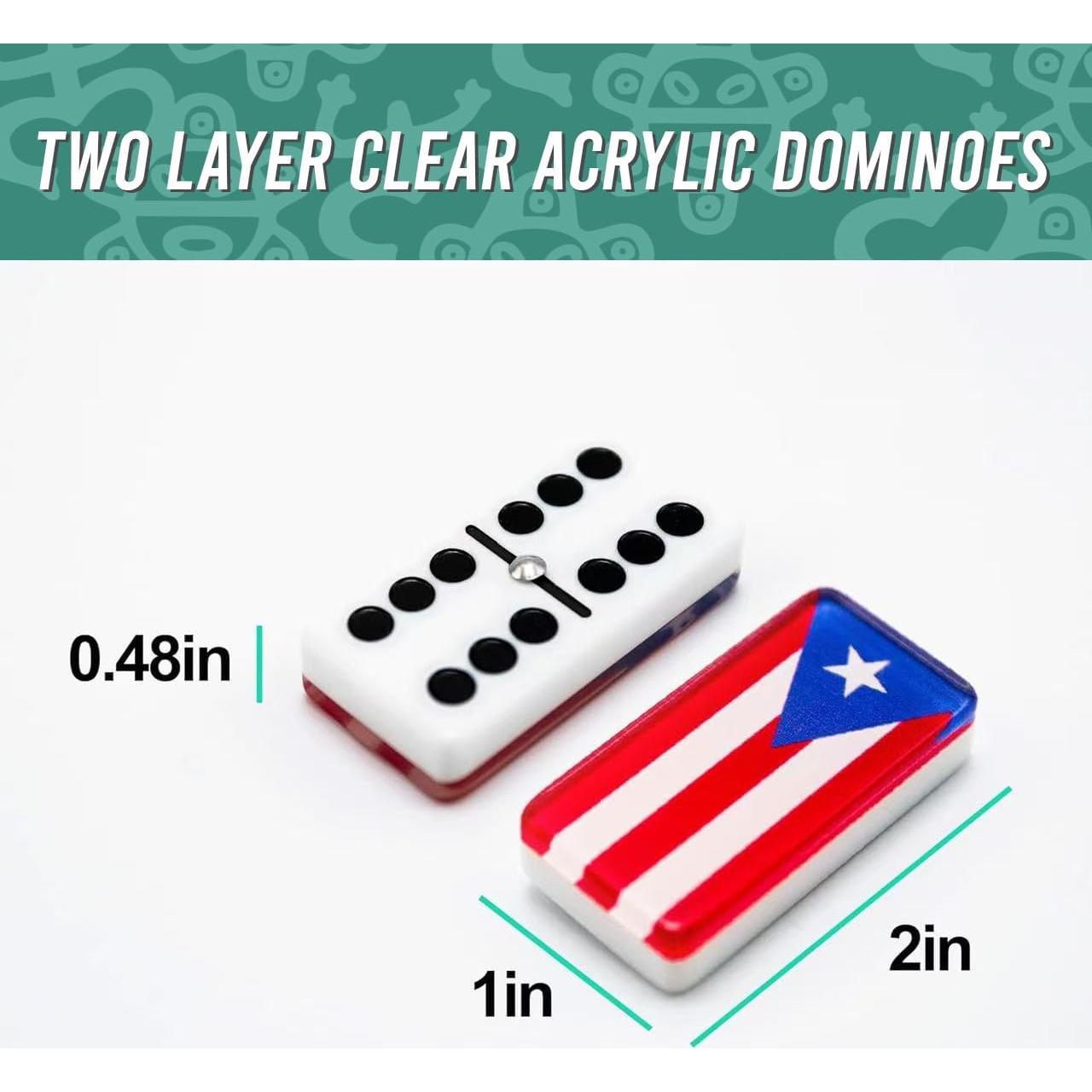 Juego de Dominó Doble Seis PRK 14 - Fichas Bandera Puerto Rico