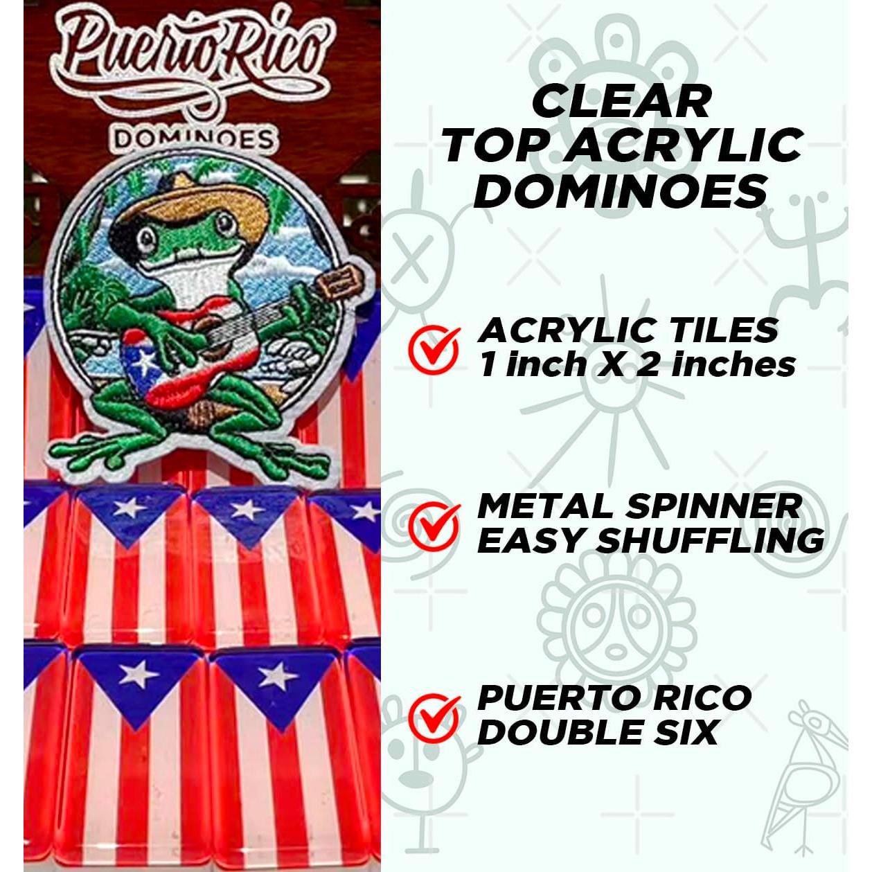 Juego de Dominó Doble Seis PRK 14 - Fichas Bandera Puerto Rico