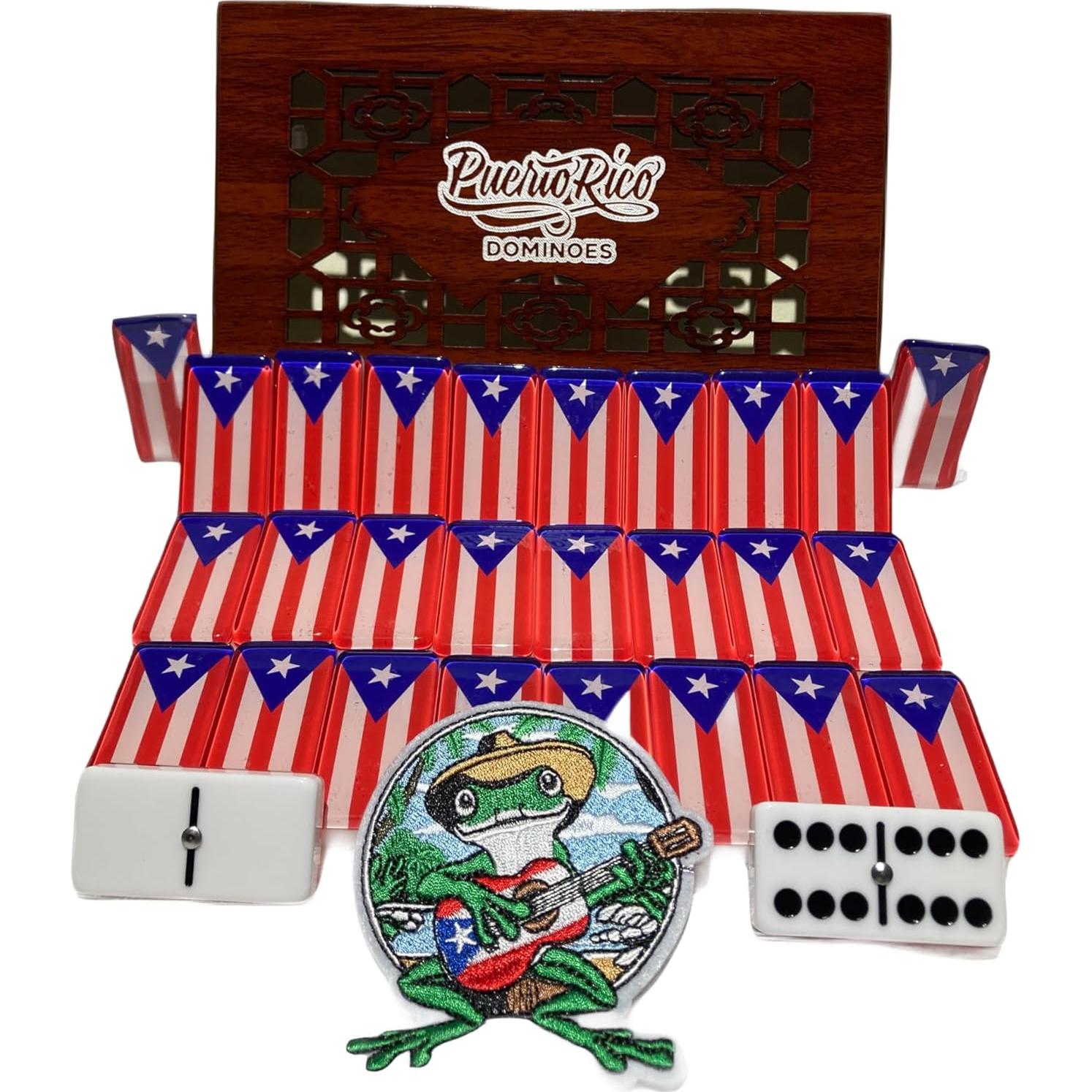 Juego de Dominó Doble Seis PRK 14 - Fichas Bandera Puerto Rico