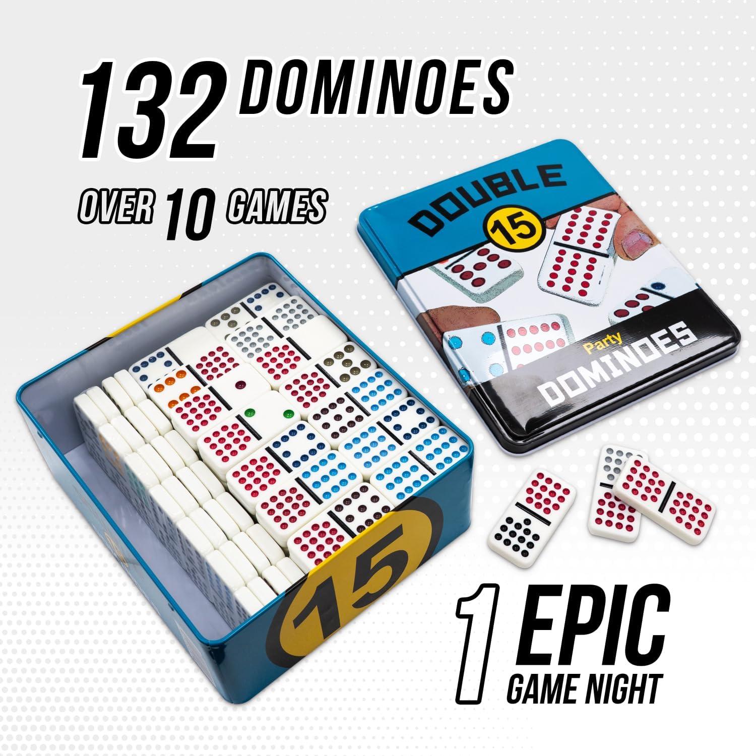 Juego de Dominó Doble 15 University Games - 132 Fichas Coloridas