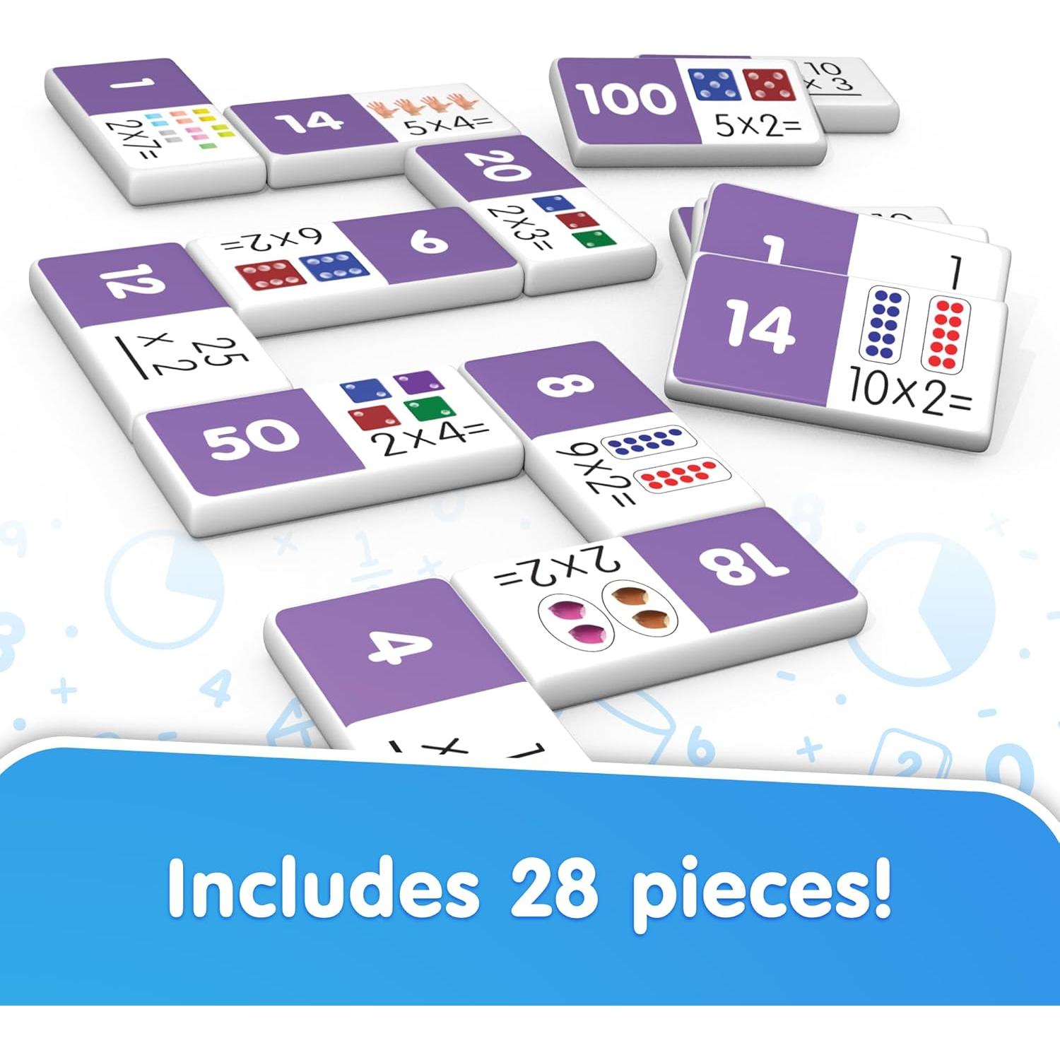 Juego de Dominó de Multiplicación Junior Learning, 28 Piezas, 7-9 Años