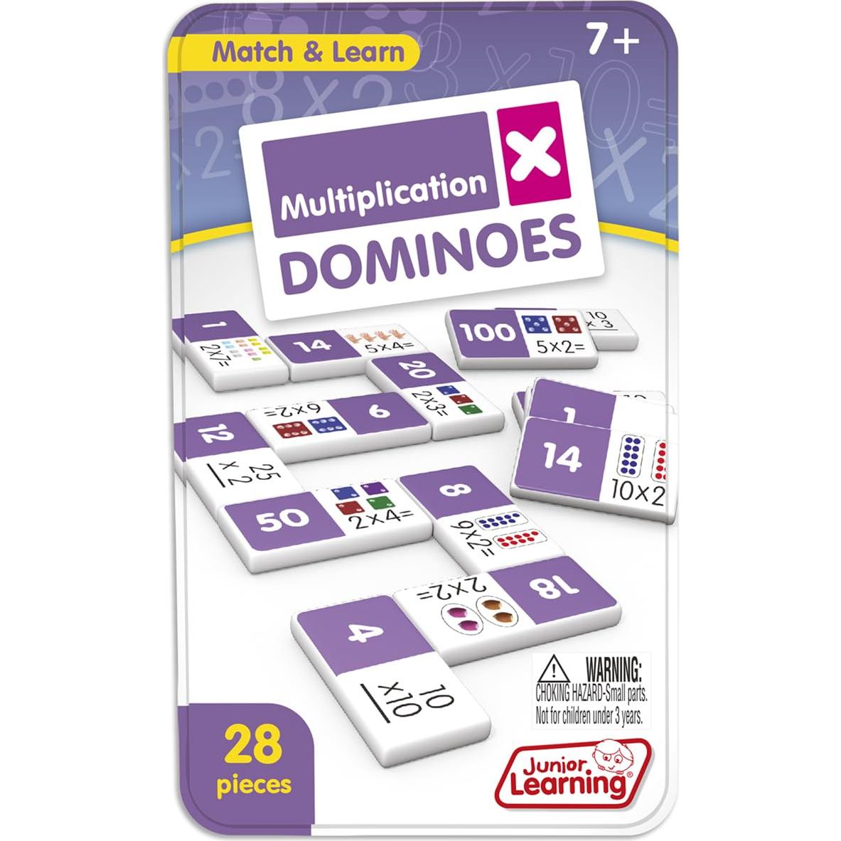 Juego de Dominó de Multiplicación Junior Learning, 28 Piezas, 7-9 Años