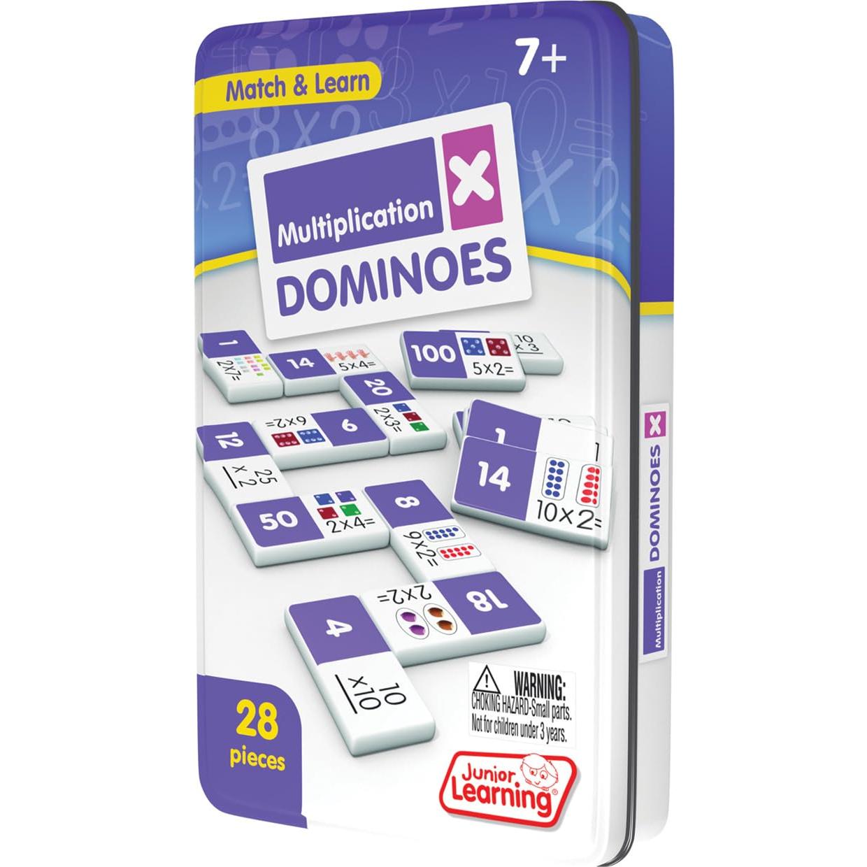 Juego de Dominó de Multiplicación Junior Learning, 28 Piezas, 7-9 Años