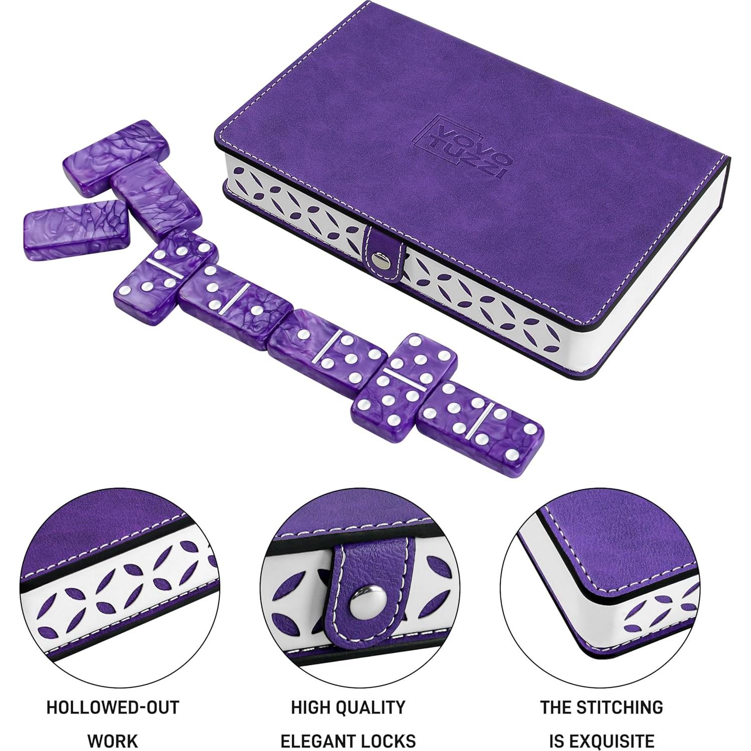 Juego de Dominó Vovotuzzi Jumbo Grueso Doble 6 Púrpura