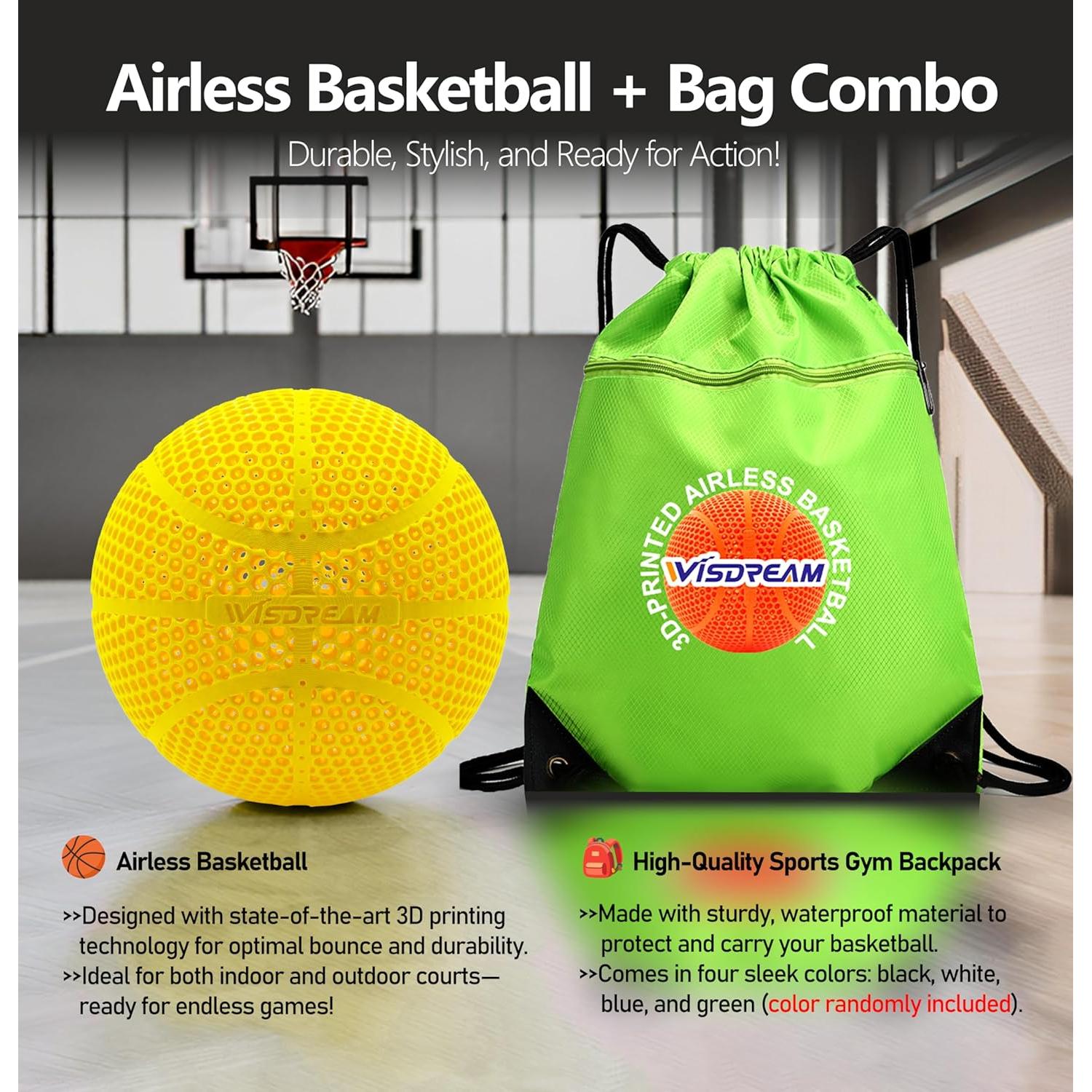 Combo Balón de Baloncesto Sin Aire WISDREAM + Mochila Impermeable