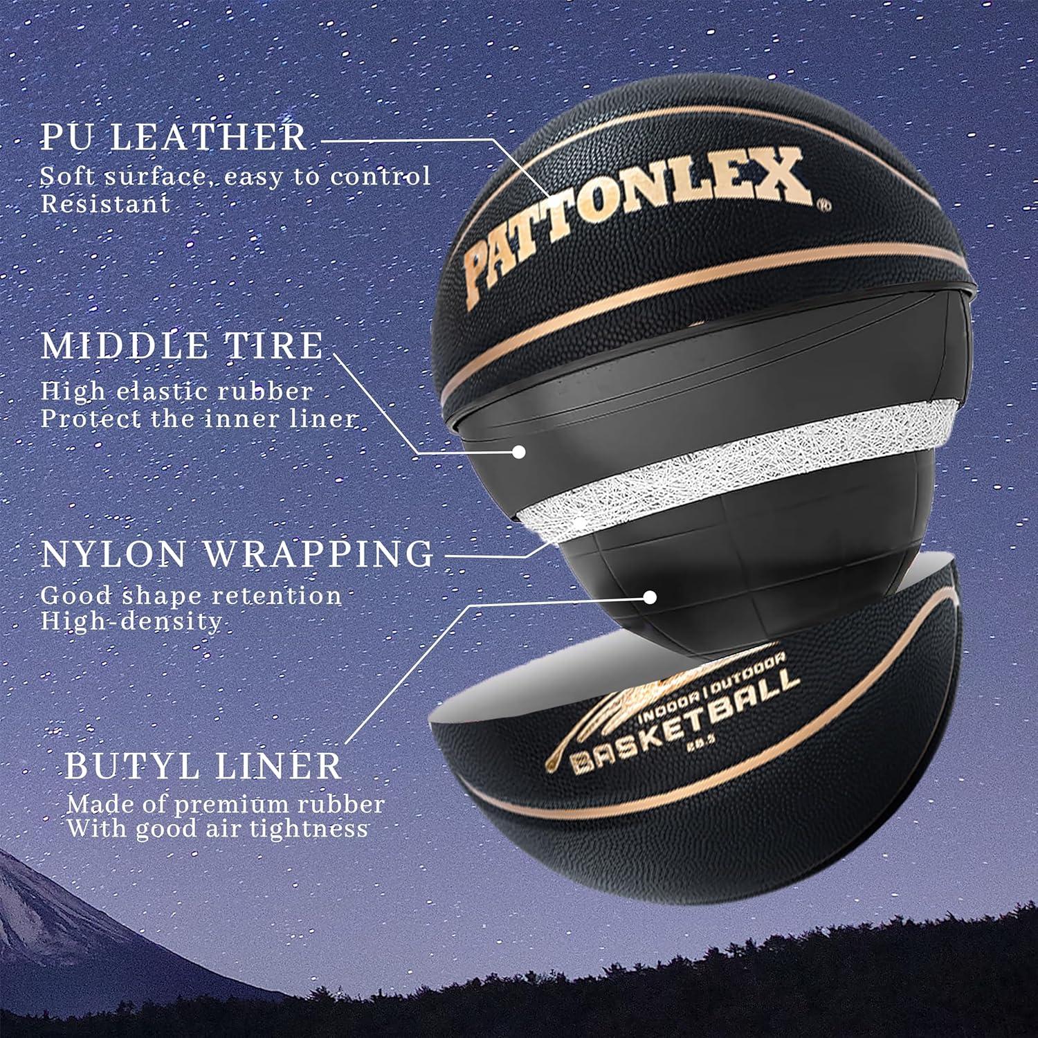 Balón de Baloncesto PATTONLEX Tamaño 6 Cuero Sintético Negro Dorado