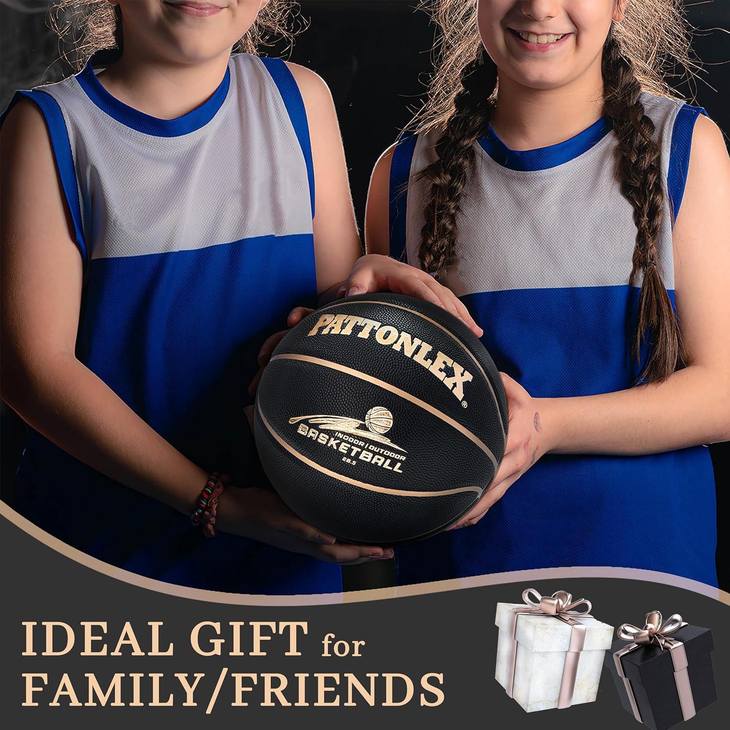 Balón de Baloncesto PATTONLEX Tamaño 6 Cuero Sintético Negro Dorado