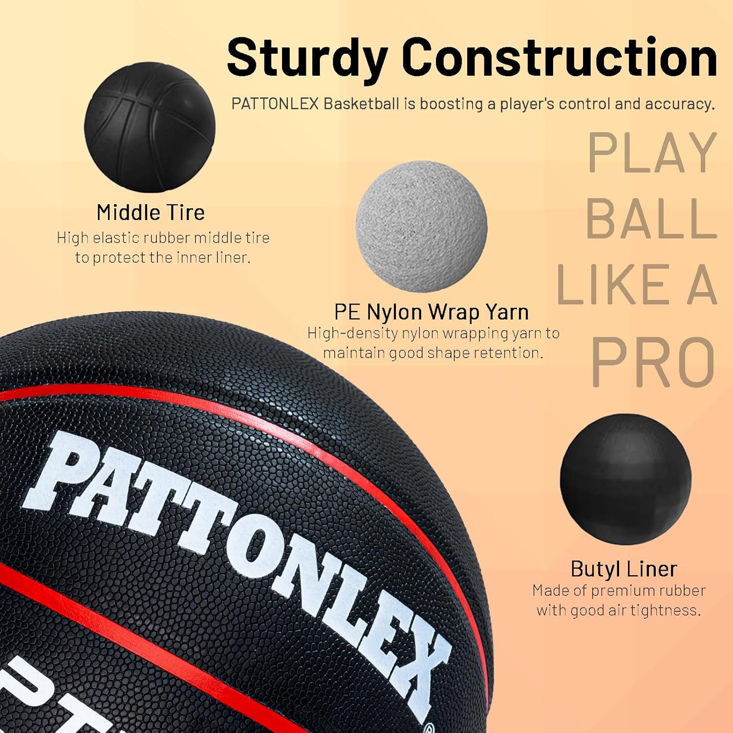 Balón de Baloncesto PATTONLEX 29.5" Cuero Compuesto Tamaño 7