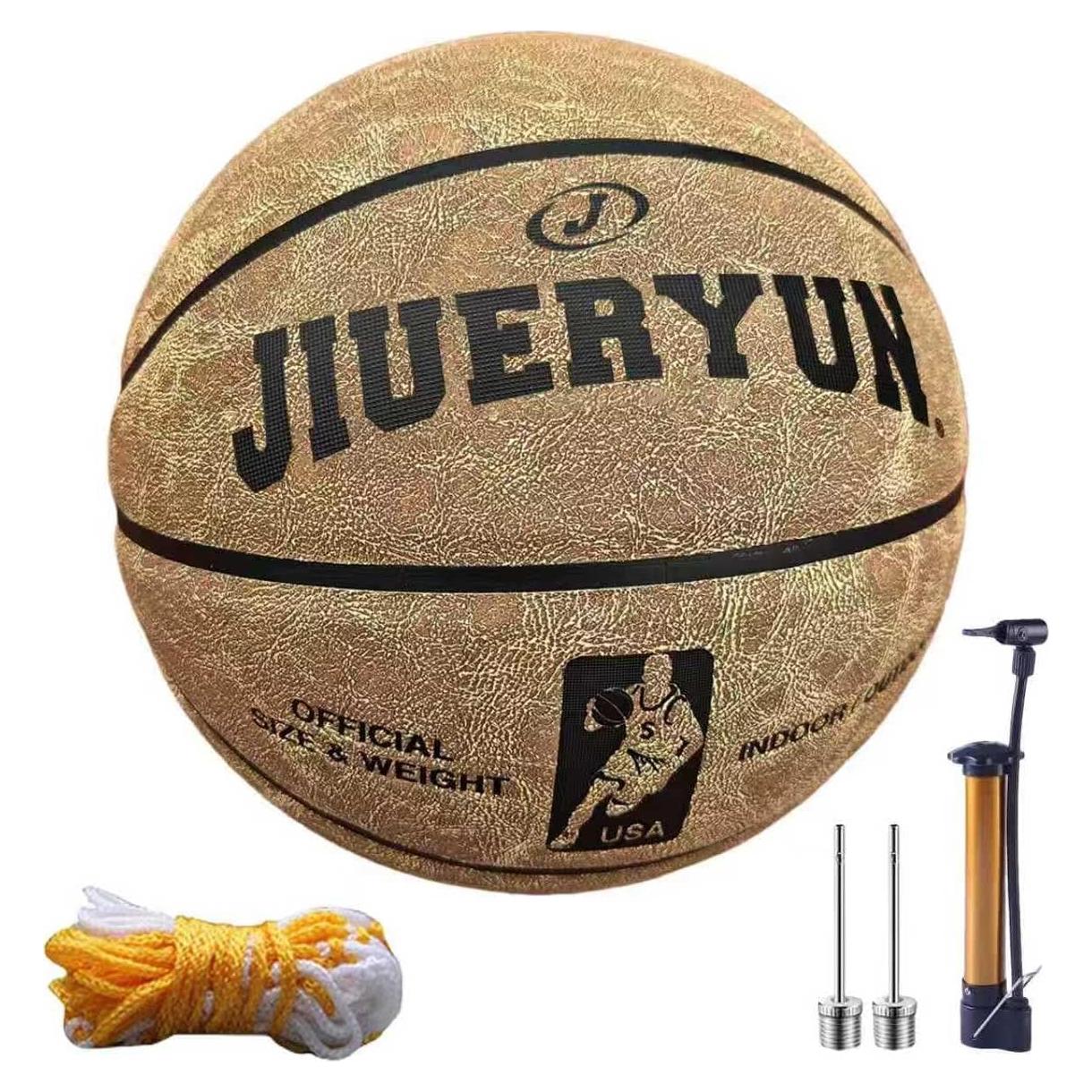 Balón de Baloncesto JIUERYUN Cuero Tamaño 7 Marrón 74.93 cm