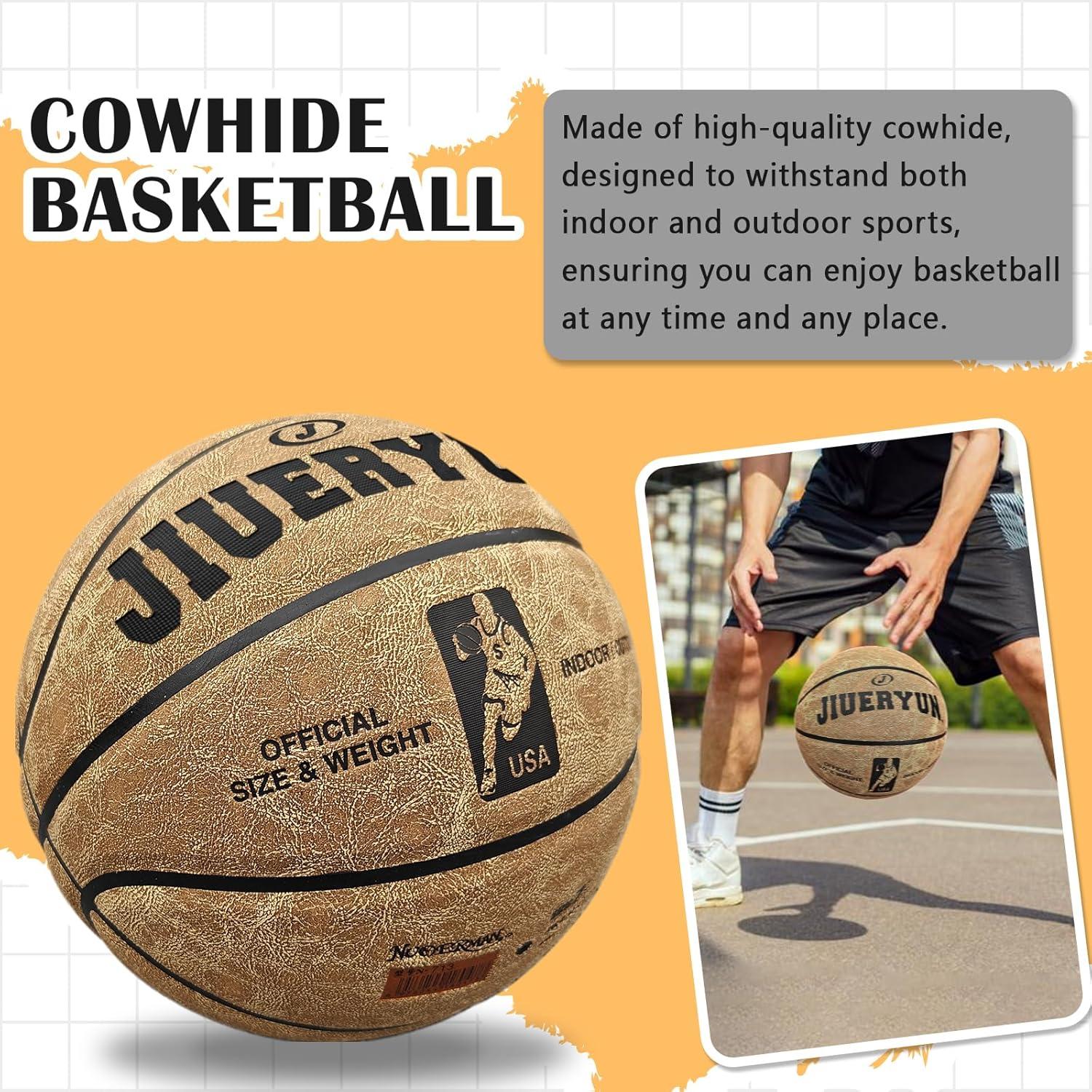 Balón de Baloncesto JIUERYUN Cuero Tamaño 7 Marrón 74.93 cm