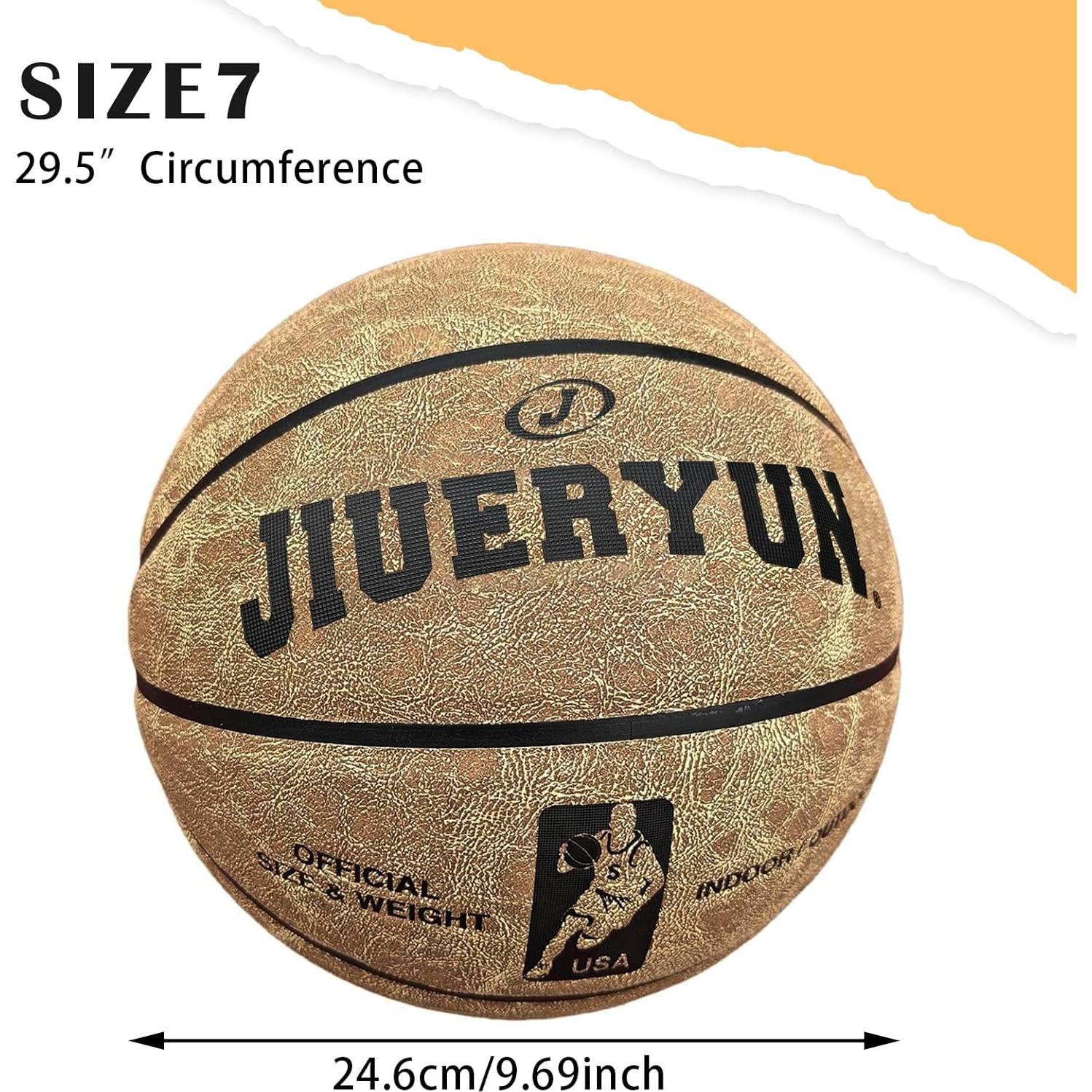 Balón de Baloncesto JIUERYUN Cuero Tamaño 7 Marrón 74.93 cm