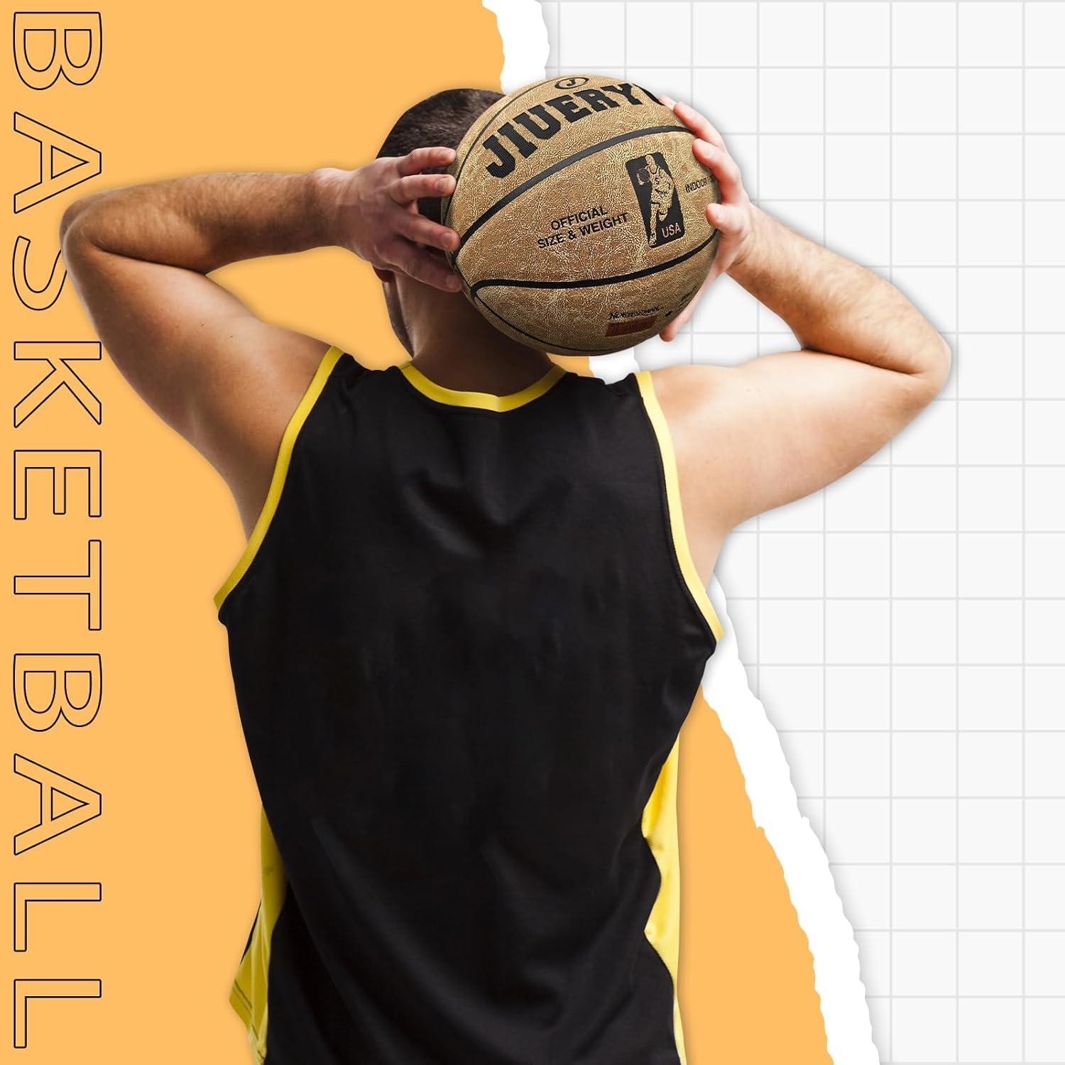 Balón de Baloncesto JIUERYUN Cuero Tamaño 7 Marrón 74.93 cm