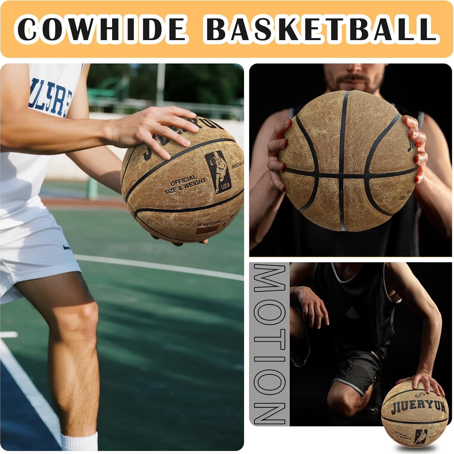 Balón de Baloncesto JIUERYUN Cuero Tamaño 7 Marrón 74.93 cm