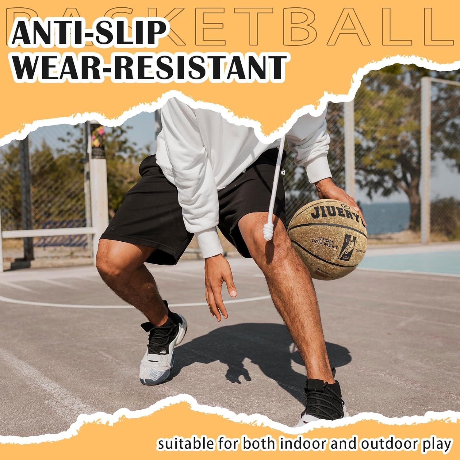 Balón de Baloncesto JIUERYUN Cuero Tamaño 7 Marrón 74.93 cm