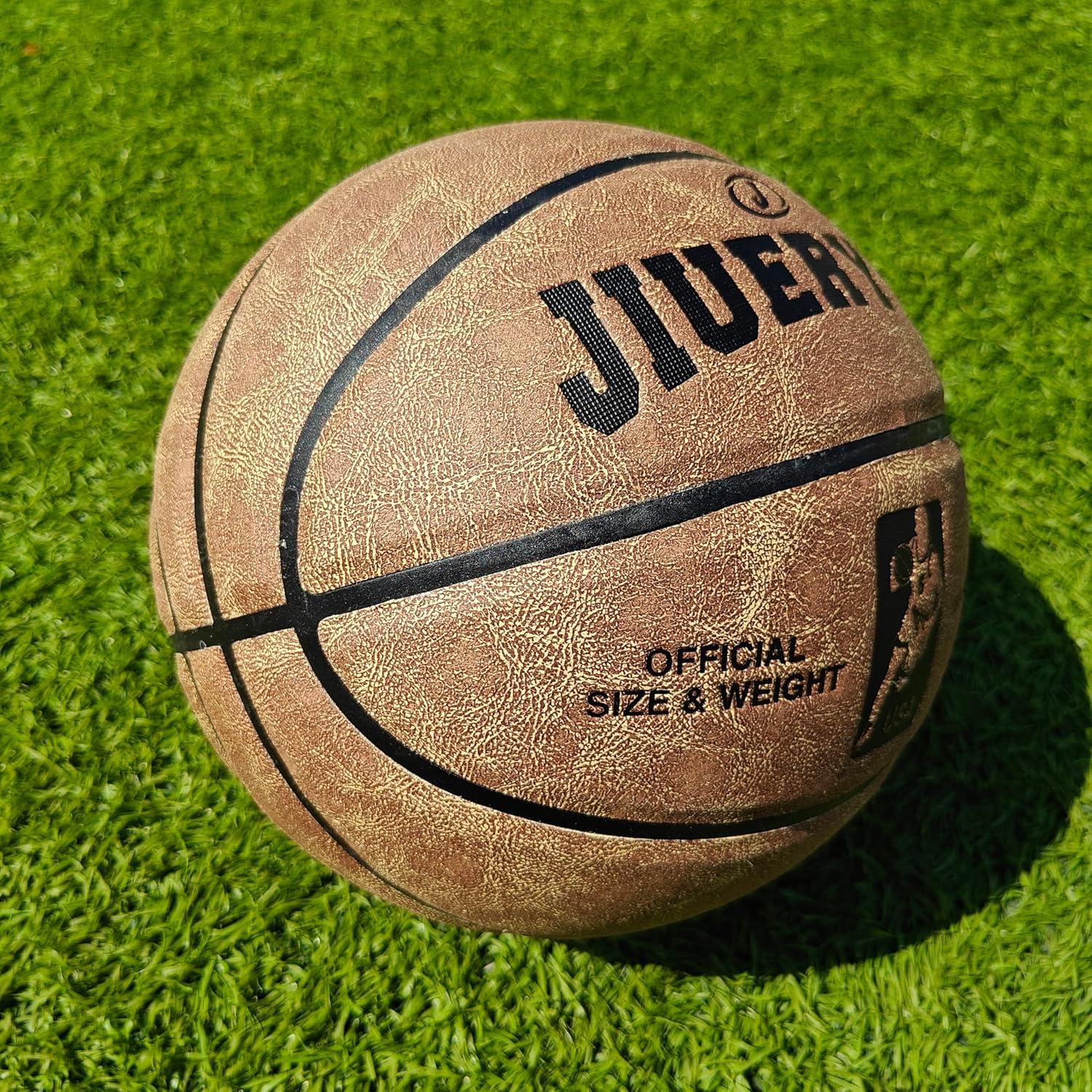 Balón de Baloncesto JIUERYUN Cuero Tamaño 7 Marrón 74.93 cm