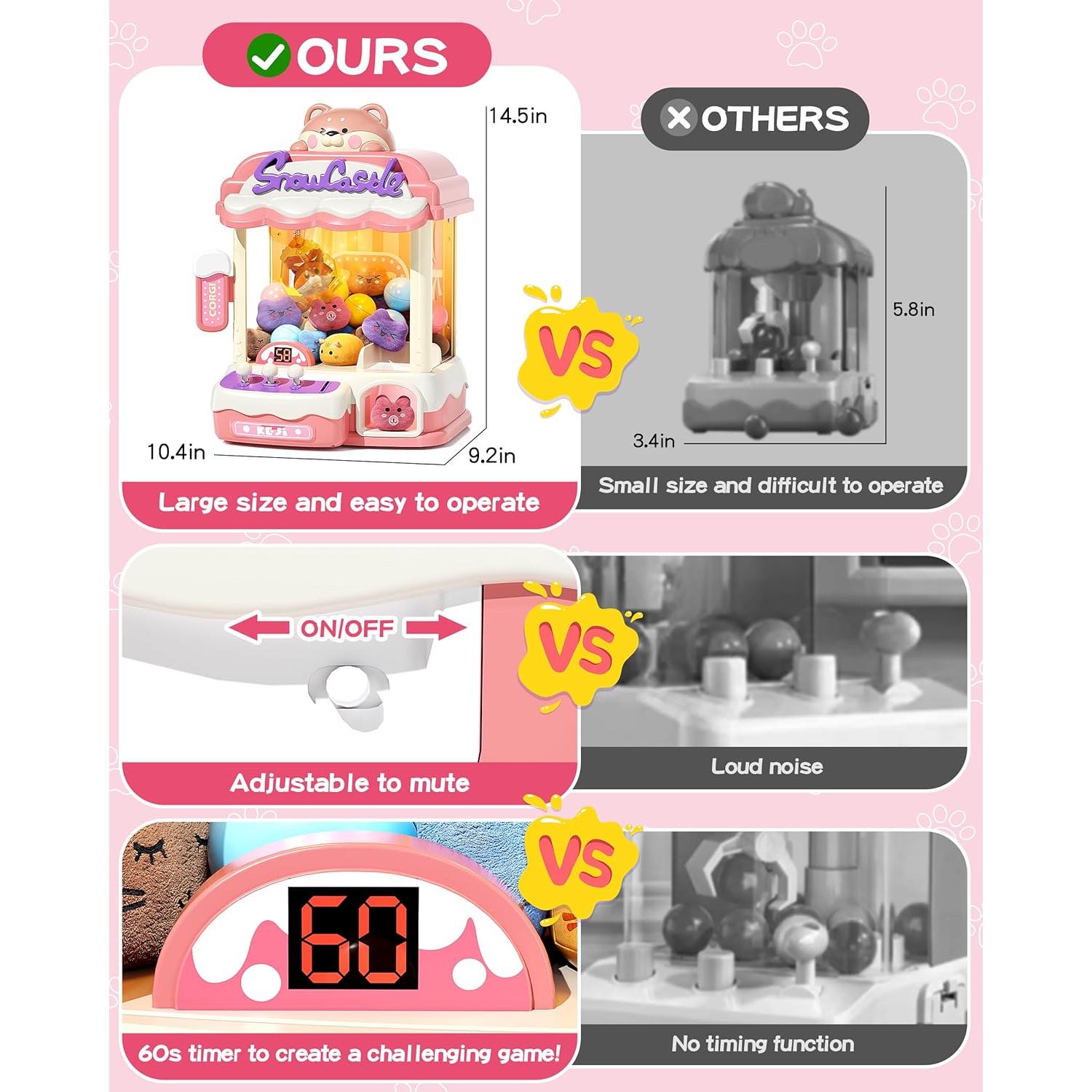 Máquina de Garras Mediana Jovow con 45 Juguetes y Música