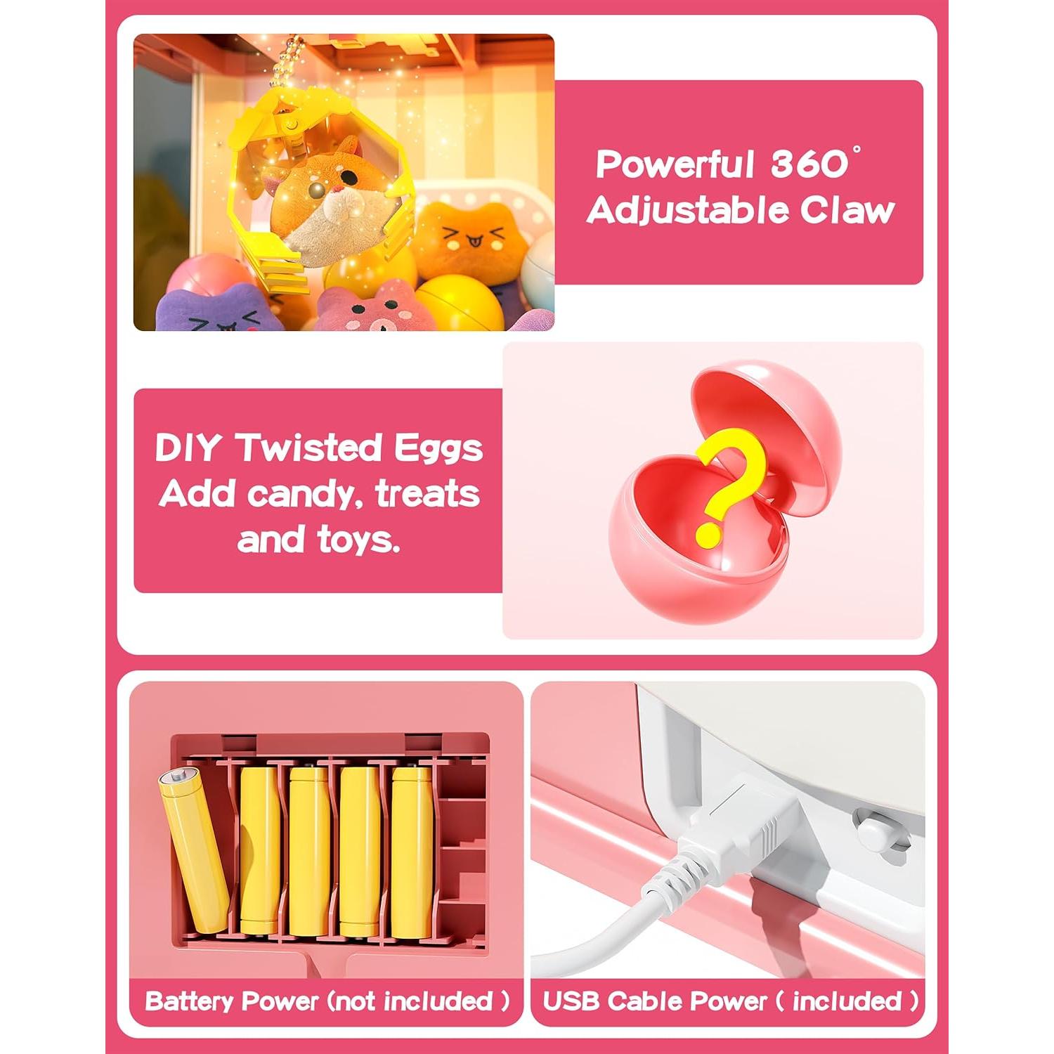 Máquina de Garras Mediana Jovow con 45 Juguetes y Música