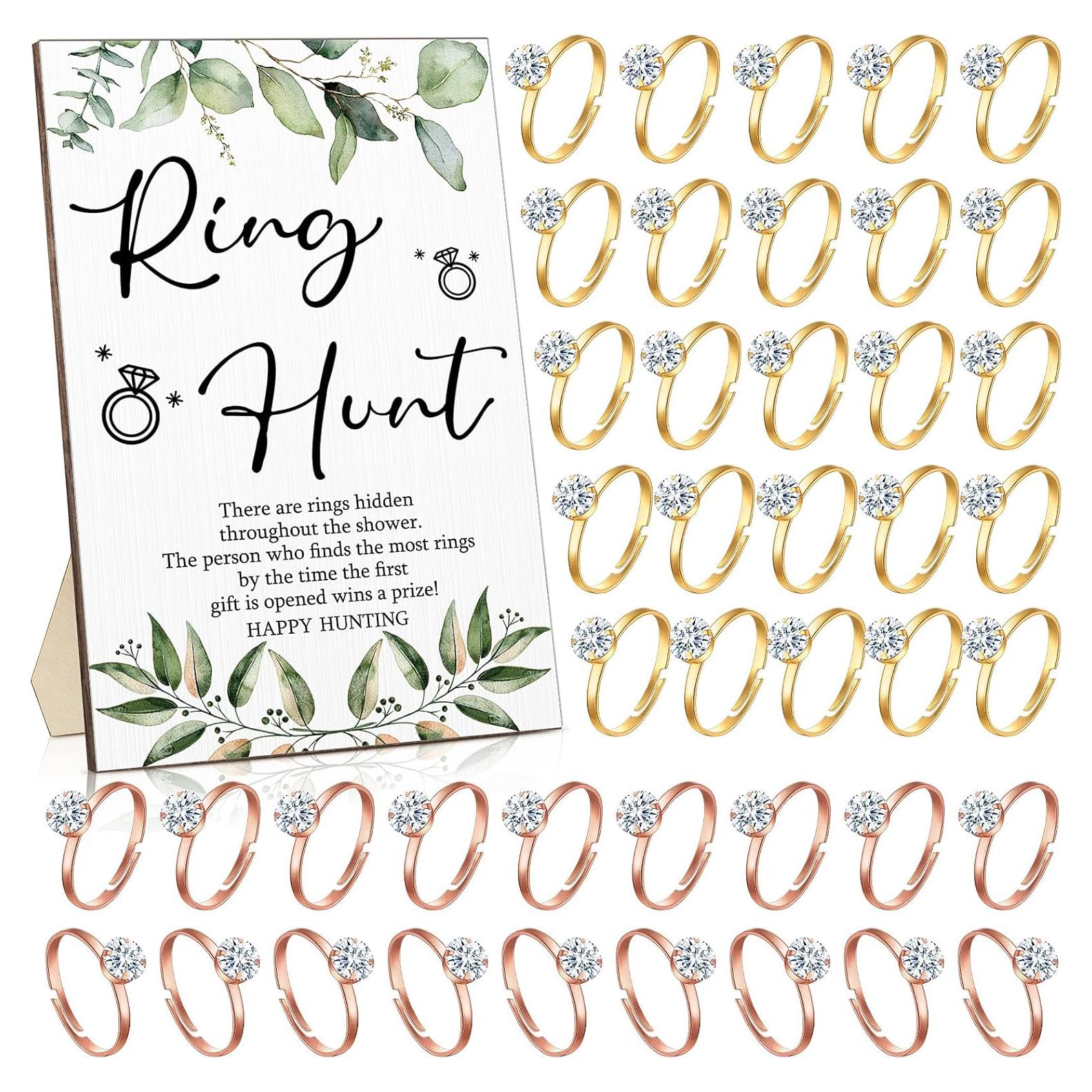 Juego de Ducha Nupcial Bucherry con Cartel y 100 Anillos