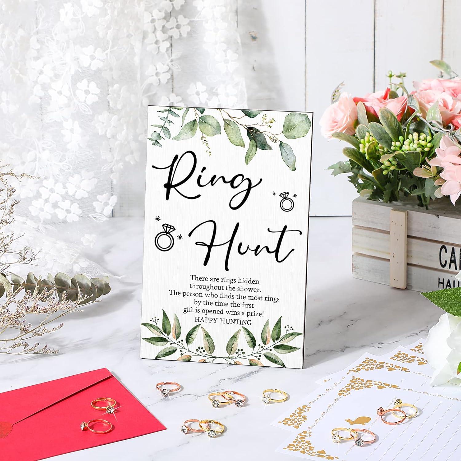 Juego de Ducha Nupcial Bucherry con Cartel y 100 Anillos