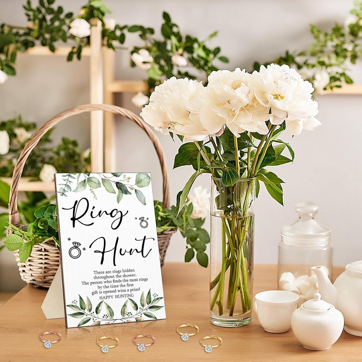 Juego de Ducha Nupcial Bucherry con Cartel y 100 Anillos