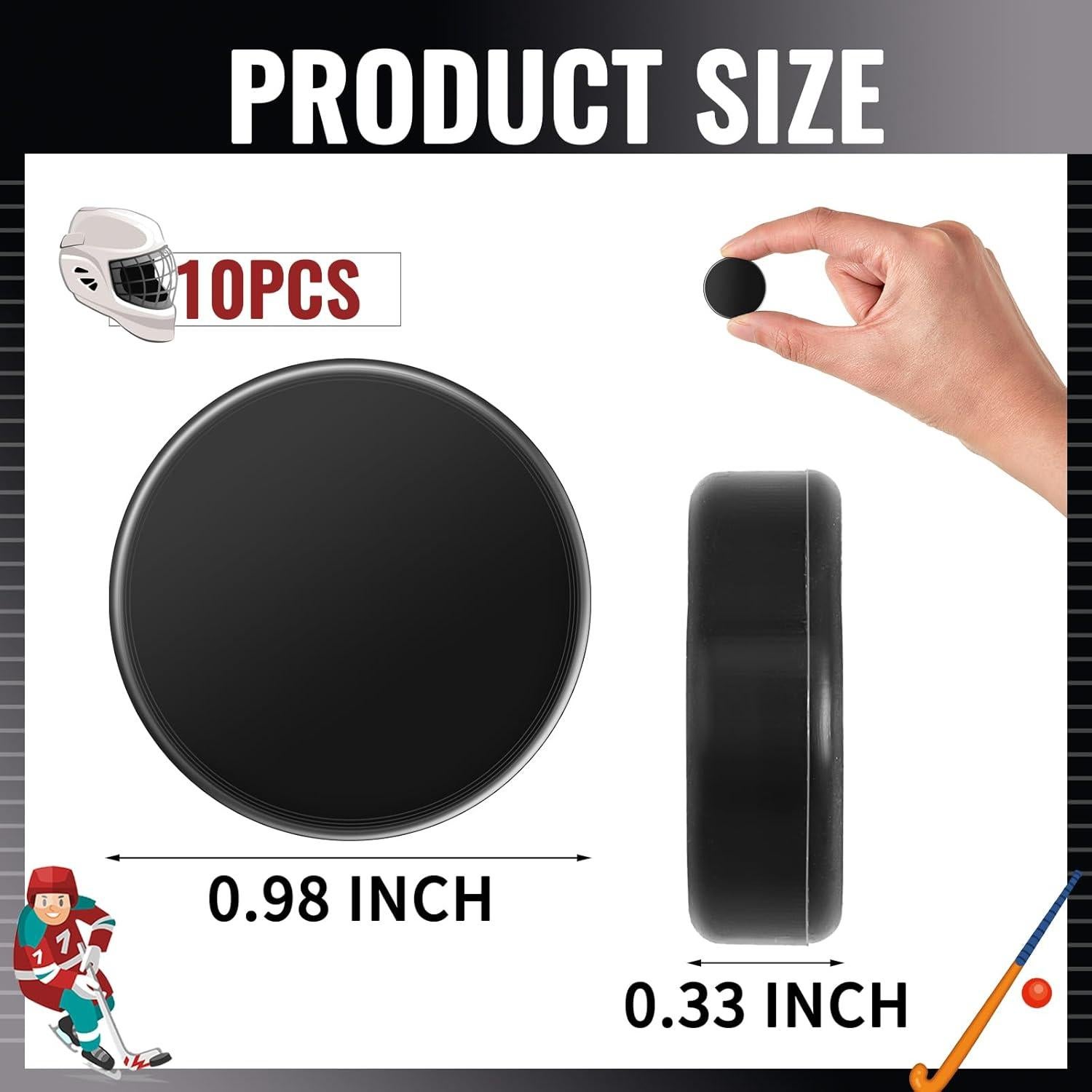 Mini Pucks de Hockey Liliful 10 Piezas 25x8.5mm Goma Silicona