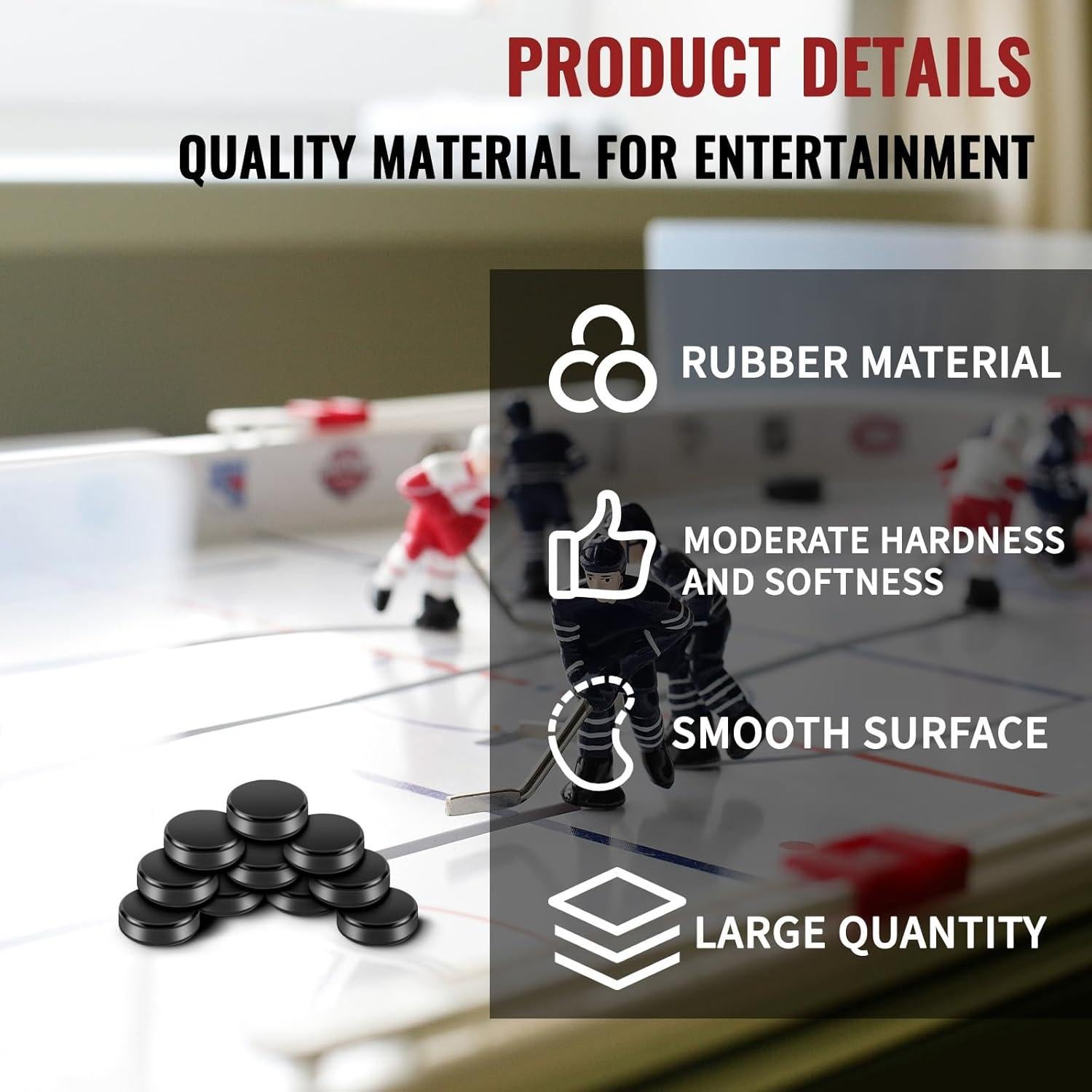 Mini Pucks de Hockey Liliful 10 Piezas 25x8.5mm Goma Silicona