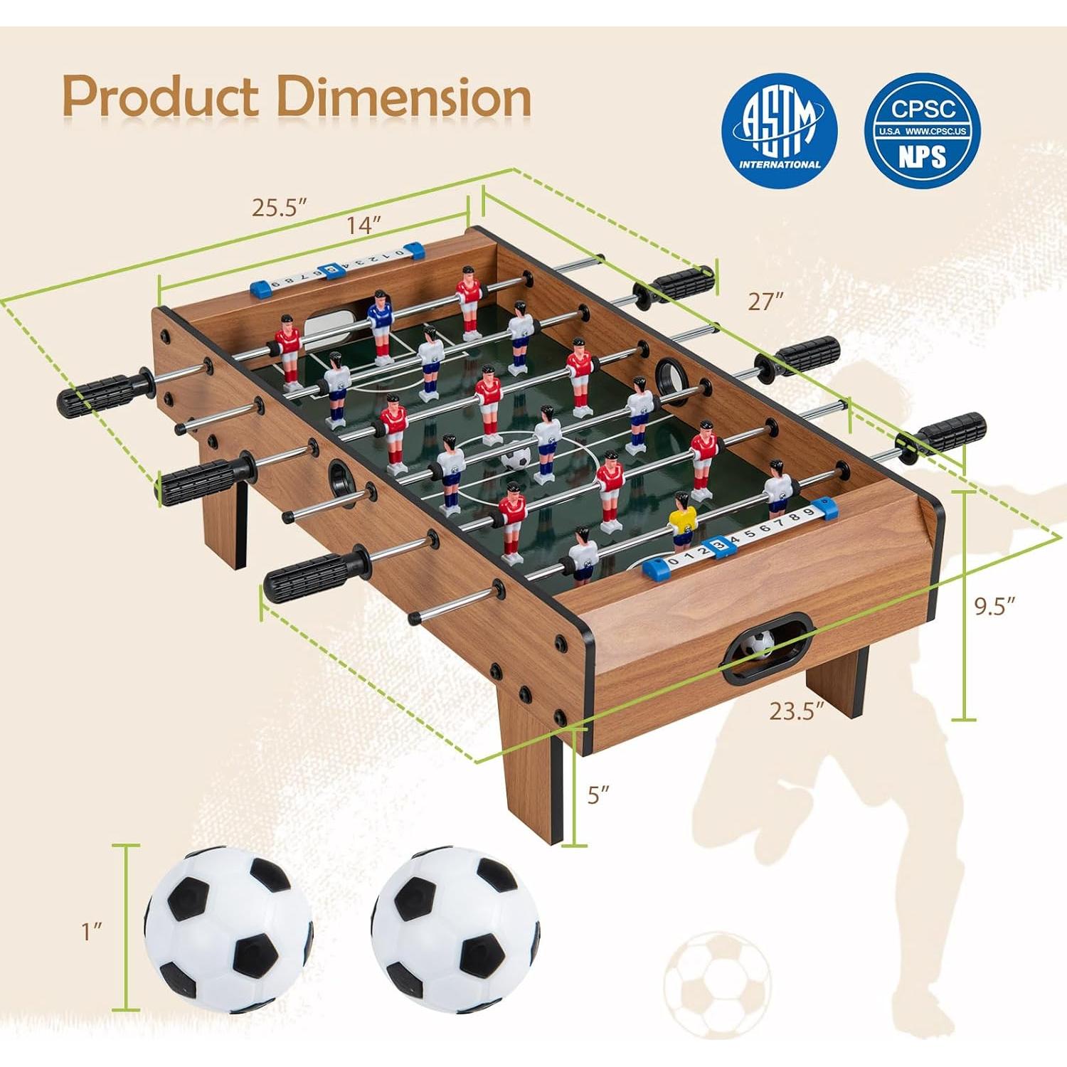 Futbolín de Mesa GYMAX Mini 68.58 cm con 2 Pelotas y Marcador