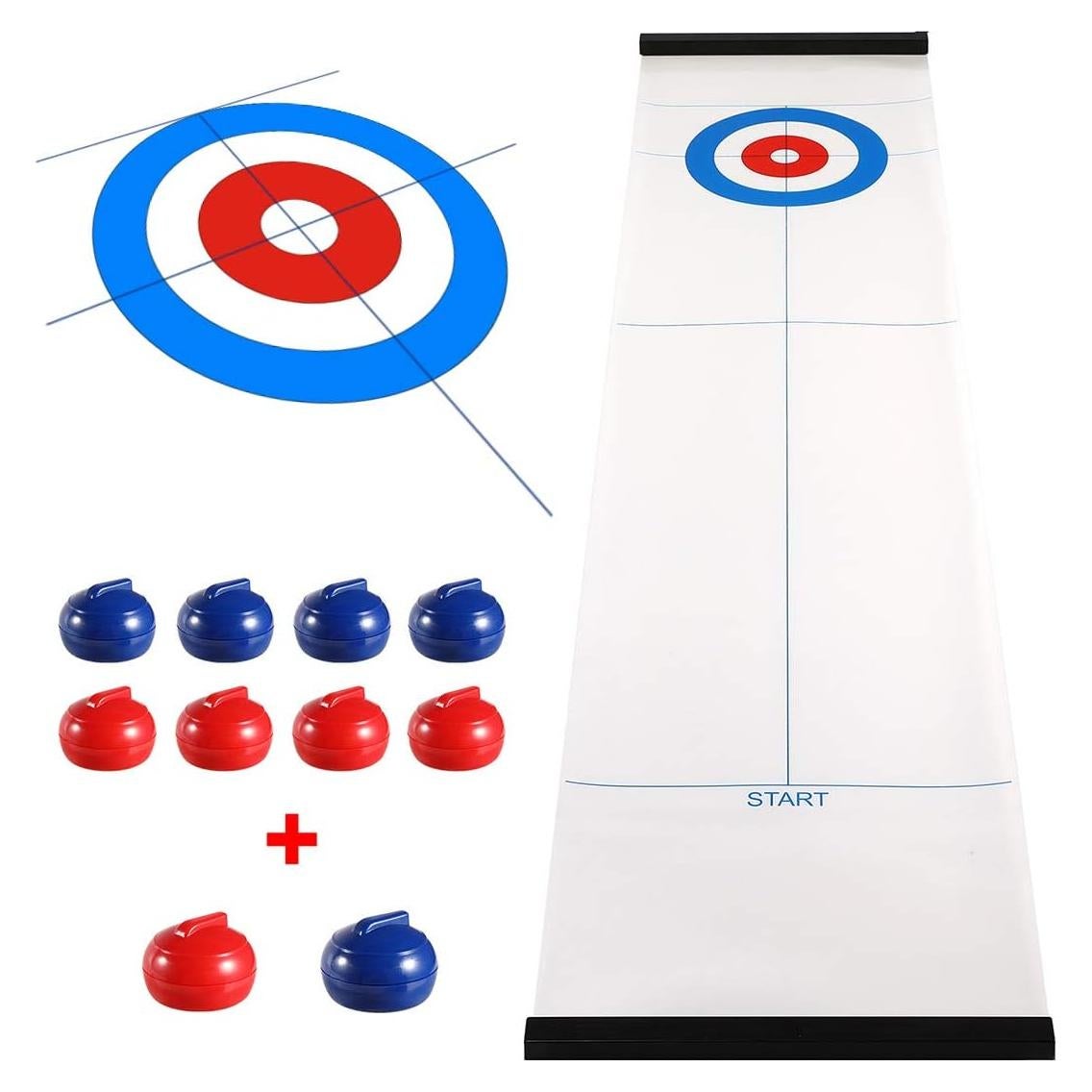 Juego de Curling de Mesa Yobbi con 10 Piedras - Rojo y Azul