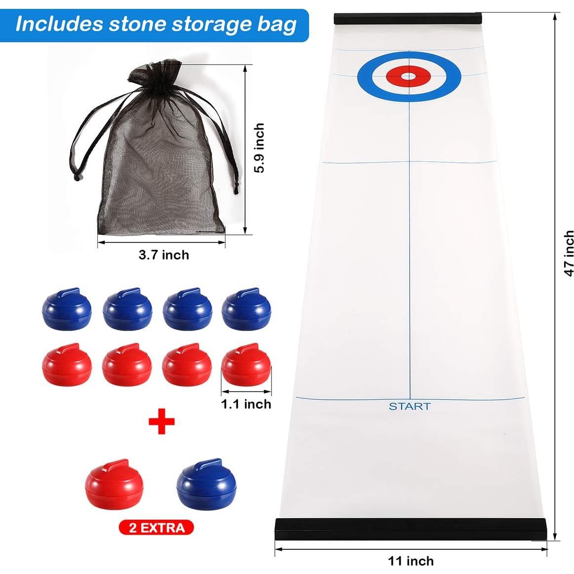 Juego de Curling de Mesa Yobbi con 10 Piedras - Rojo y Azul