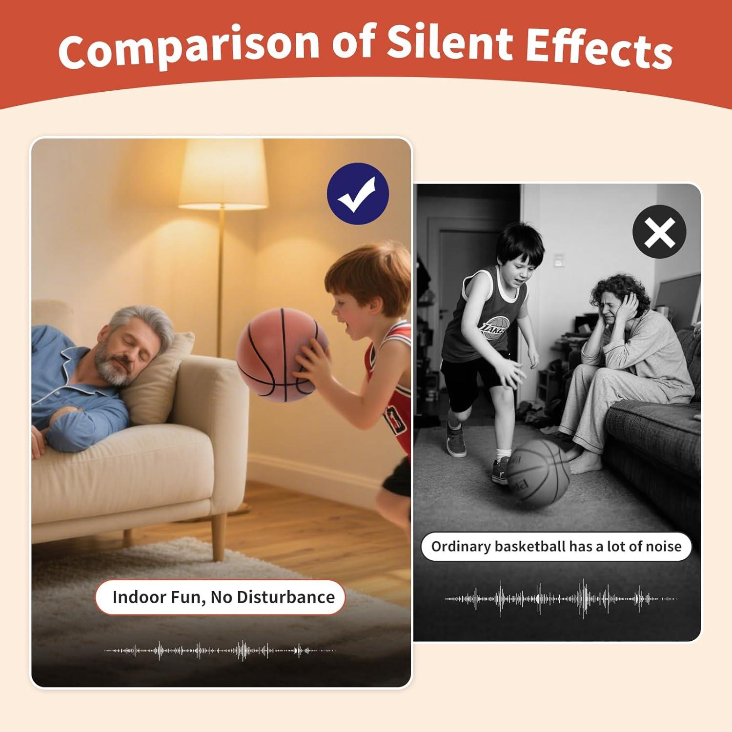 Balón de Baloncesto Silencioso HEABRZINGWJ Tamaño 7 Interior