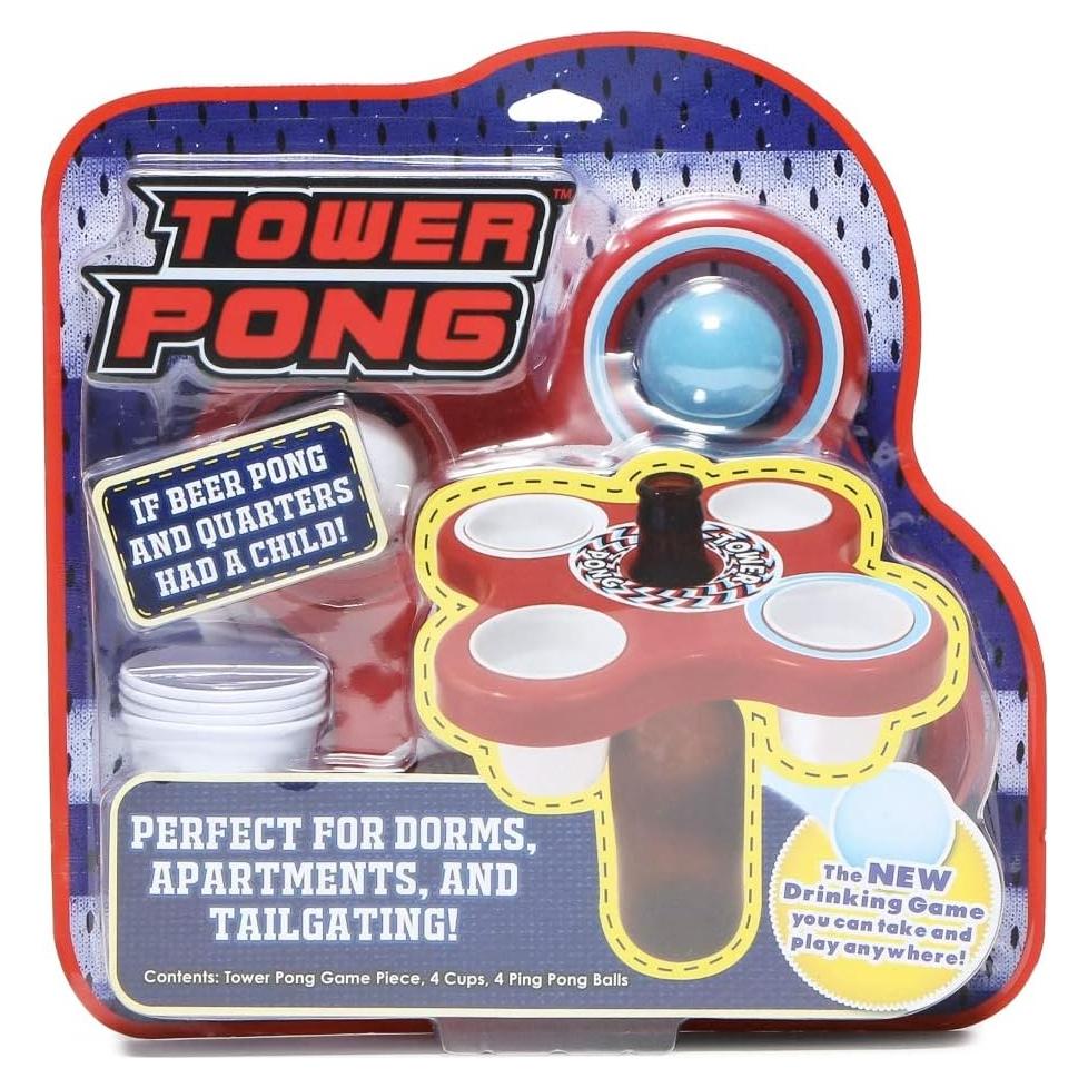 Juego Portátil Tower Pong Original - 4 Jugadores, Incluye Tazas y Pelotas