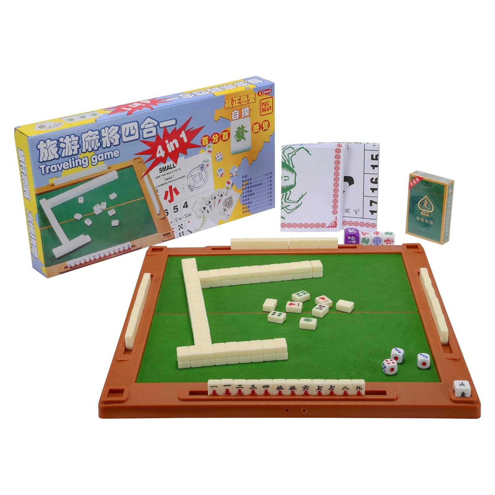 Juego de Mahjong de Viaje Drizzle 4 en 1 - 146 Fichas Portátiles