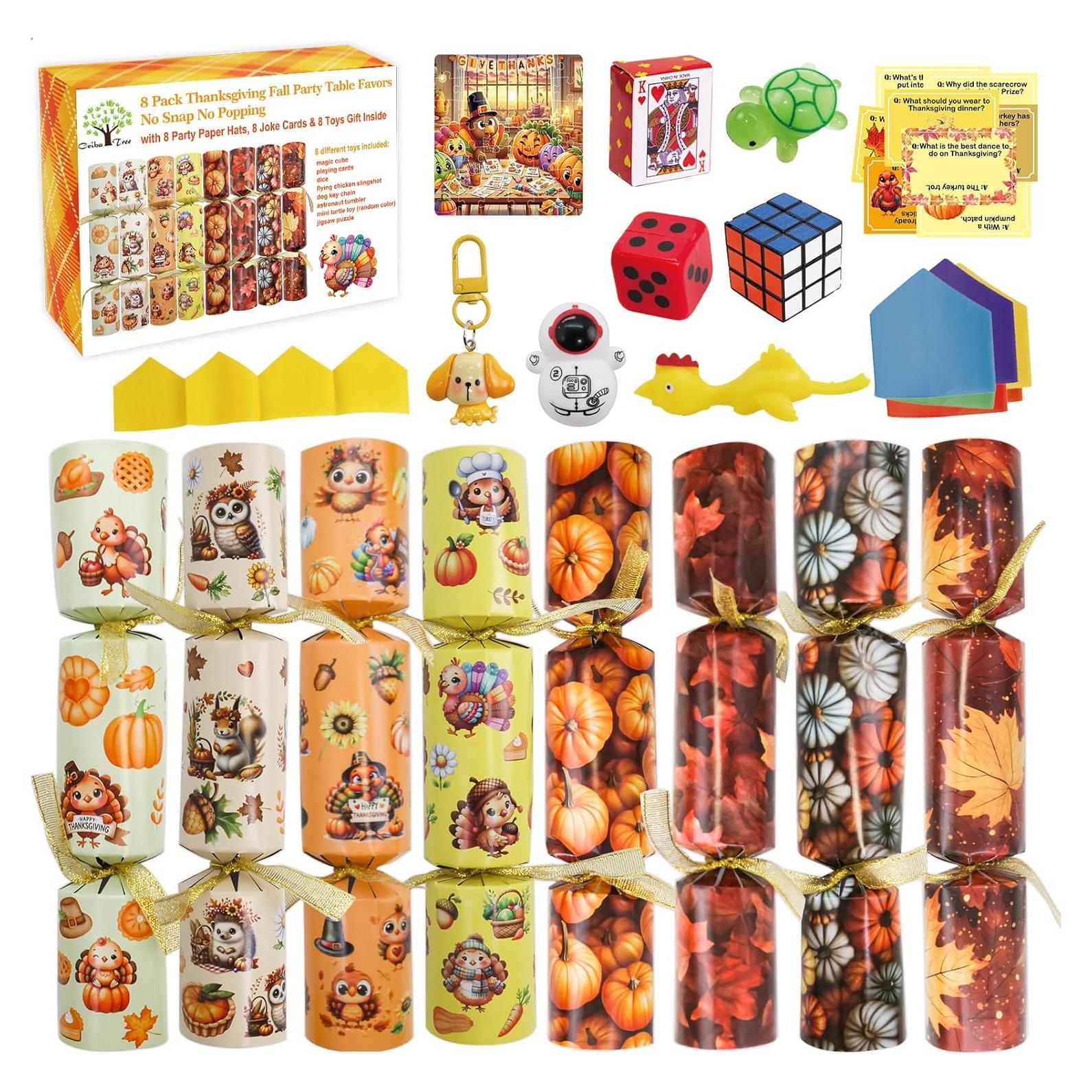 Crackers de Acción de Gracias Ceiba Árbol 8PCS con Juguetes