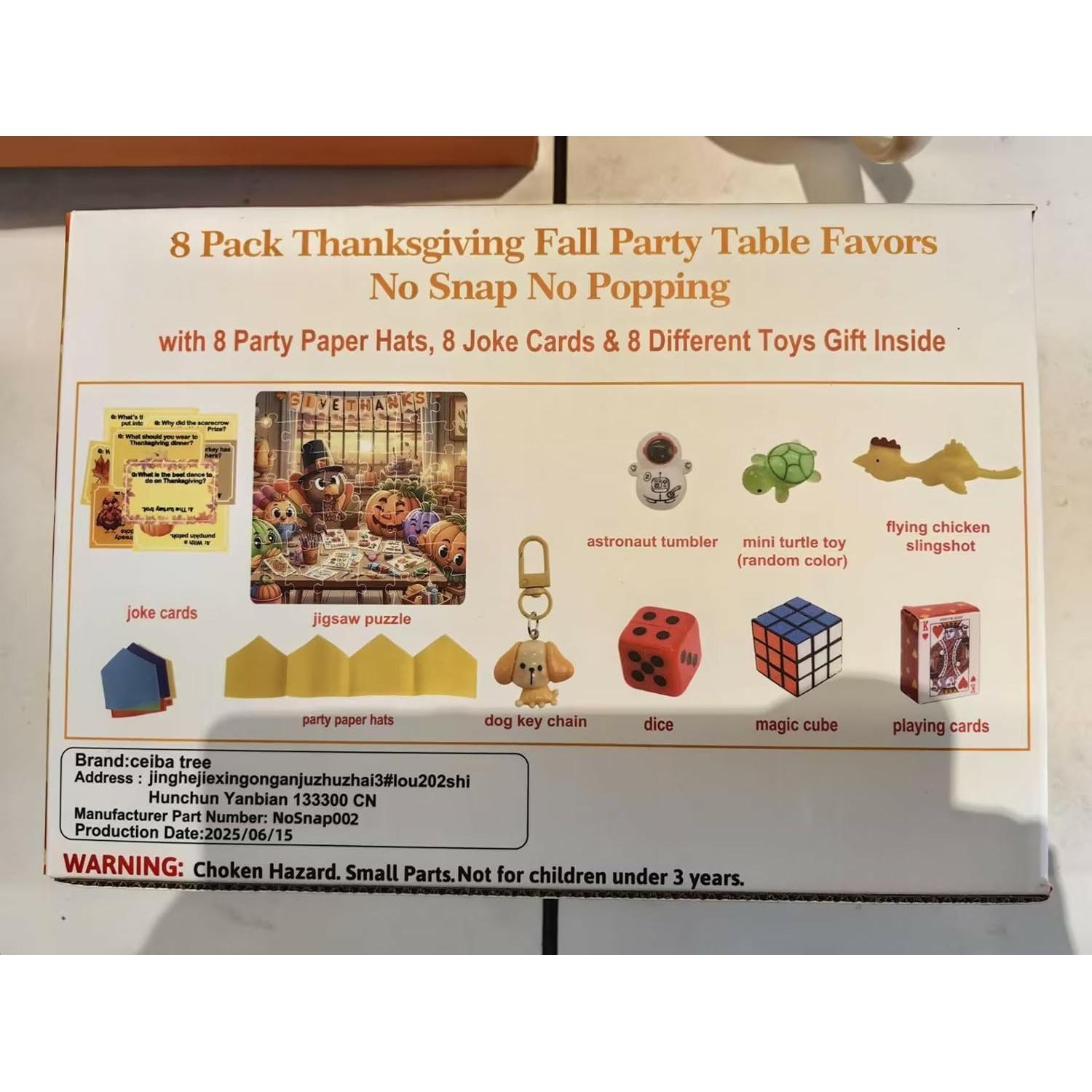 Crackers de Acción de Gracias Ceiba Árbol 8PCS con Juguetes