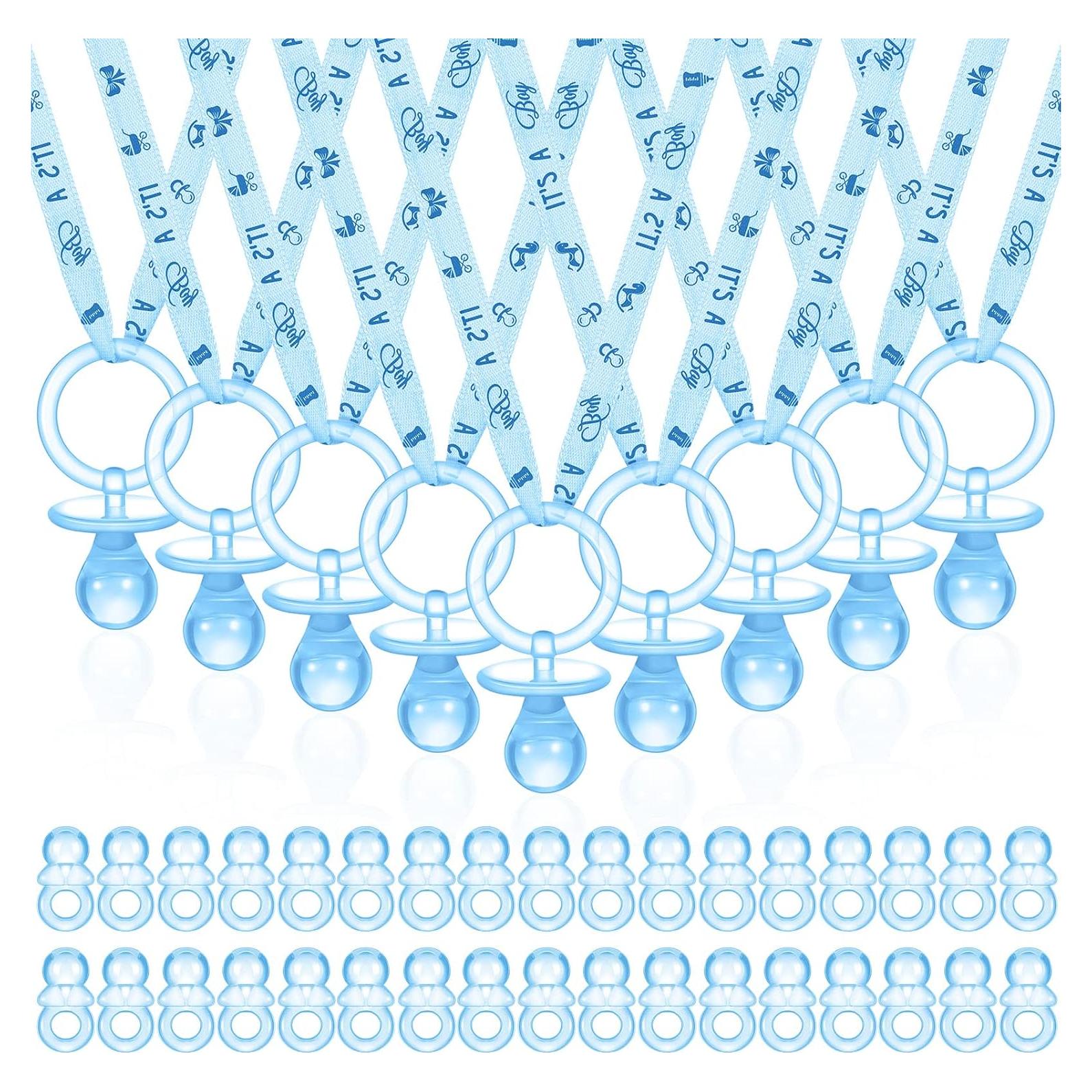 Juego de Baby Shower 74 Piezas Collares y Chupetes Azul