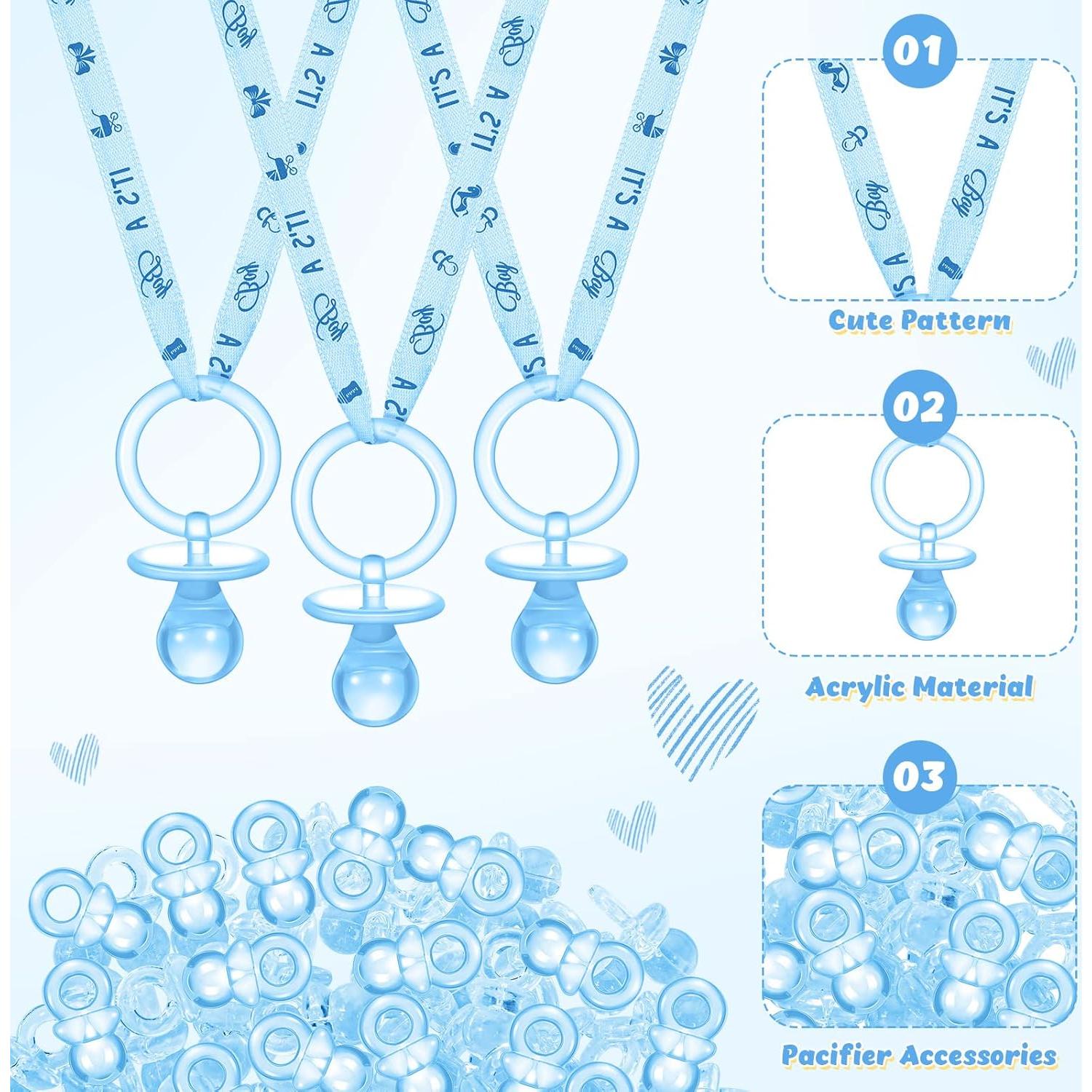 Juego de Baby Shower 74 Piezas Collares y Chupetes Azul