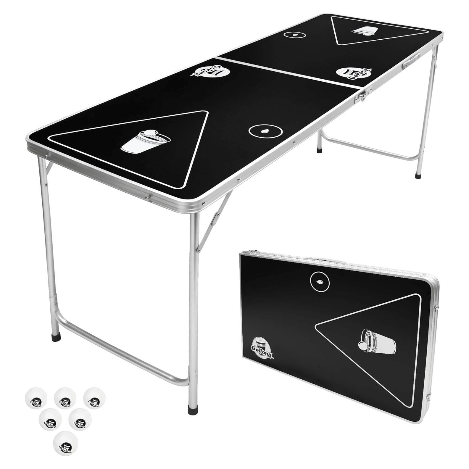 Mesa Plegable Beer Pong GoPong 6 Pies (1.83 m) con 6 Pelotas