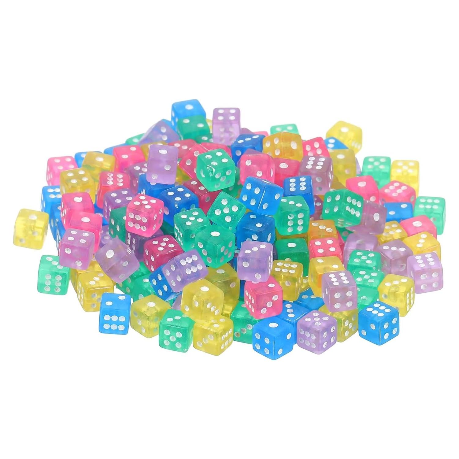 200 Dados Mini Acrílicos uxcell 5mm Transparentes 5 Colores