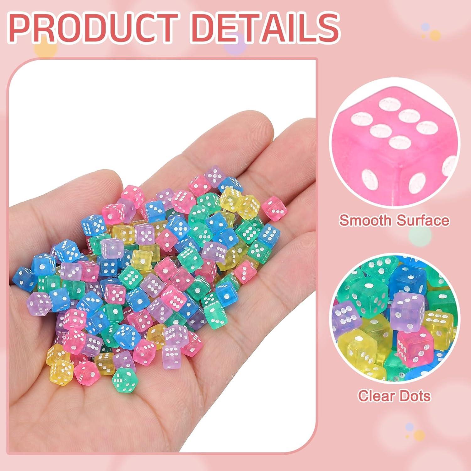 200 Dados Mini Acrílicos uxcell 5mm Transparentes 5 Colores